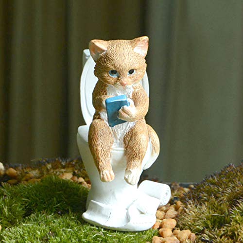 Miniature Fairy Garden Cat Figurine - Cute Love Book Cat Statue for Home Decor, Fairy Garden Accessories, and Gift Ideas | Perfect for Indoor Plant Displays, Bookshelf Decor, and Whimsical Garden Scenes