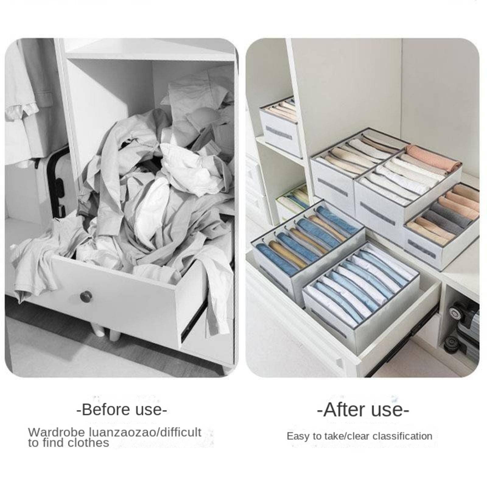 7 Grid Washable Foldable Mesh Wardrobe Organizer - 2 Pack Portable Closet Drawer Storage Box for Underwear, Socks, T-Shirts, Jeans & Accessories | Perfect for Bedroom, Closet & Travel Organization