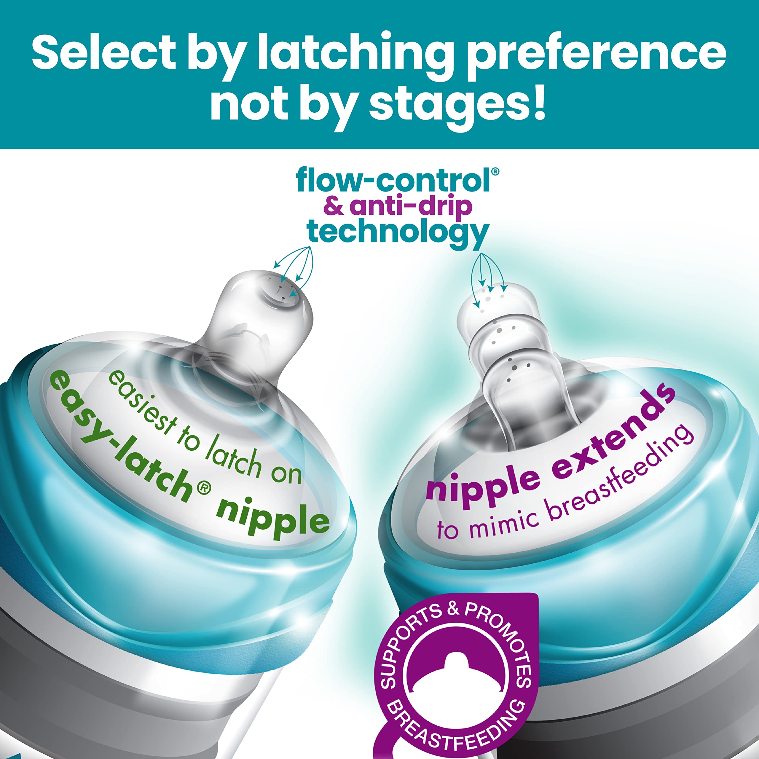 Bittylab Bare Air-Free 4oz Baby Bottle Twin Pack with 2 Nipples - Perfe-Latch for Breastfed Babies & Easy-Latch for Bottle-Fed Babies - Reduces Reflux, Colic, Gas & Improves Sleep - Perfect for Daycare, Travel & Night Feedings