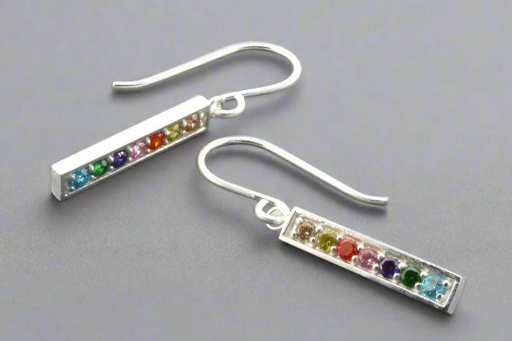 Sparkling Cubic Zirconia Rainbow Drop Earrings in Sterling Silver - Perfect for Weddings, Parties & Special Occasions