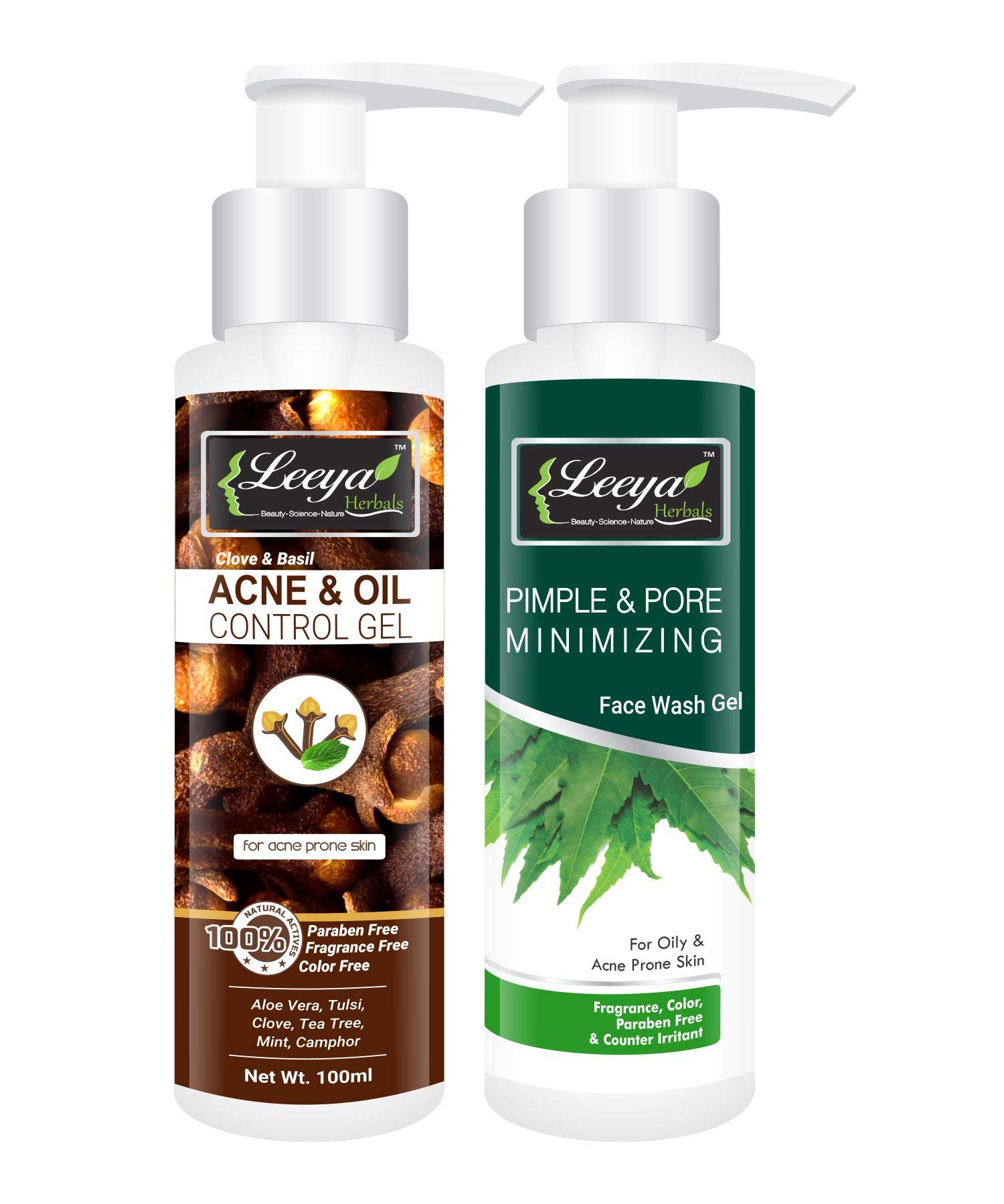 LEEYA HERBALS Acne Care Kit - Face Wash & Oil Control Gel for Daily Skincare