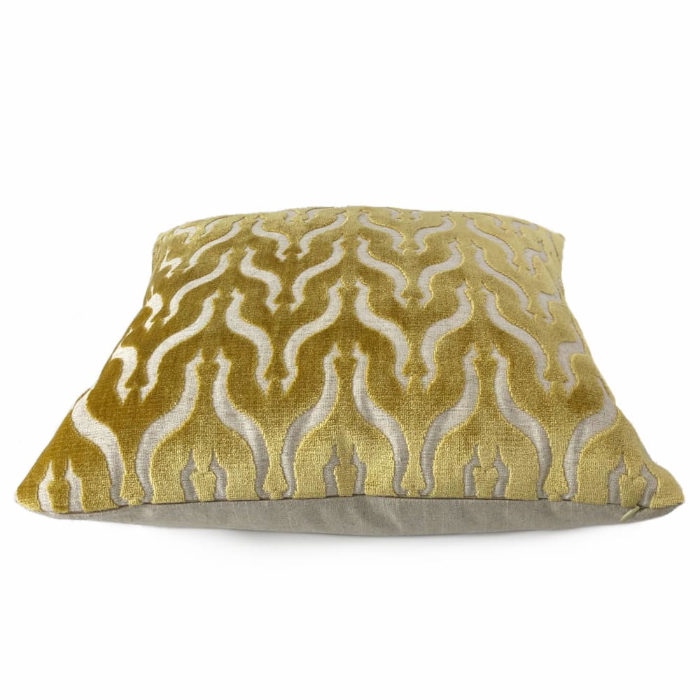 Alhambra Golden Brown Ogee Lattice Cut Velvet Pillow Cover - Luxurious Bohemian Decorative Throw Pillow Case for Sofa, Bed & Home Decor