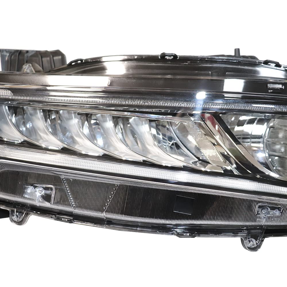 LOYALHEARTDY LED DRL Headlights for 2018-2020 Honda Accord - Right Passenger Side Halogen Headlamp with Chrome Housing (OE Replacement) - Perfect for Night Driving & Car Upgrades