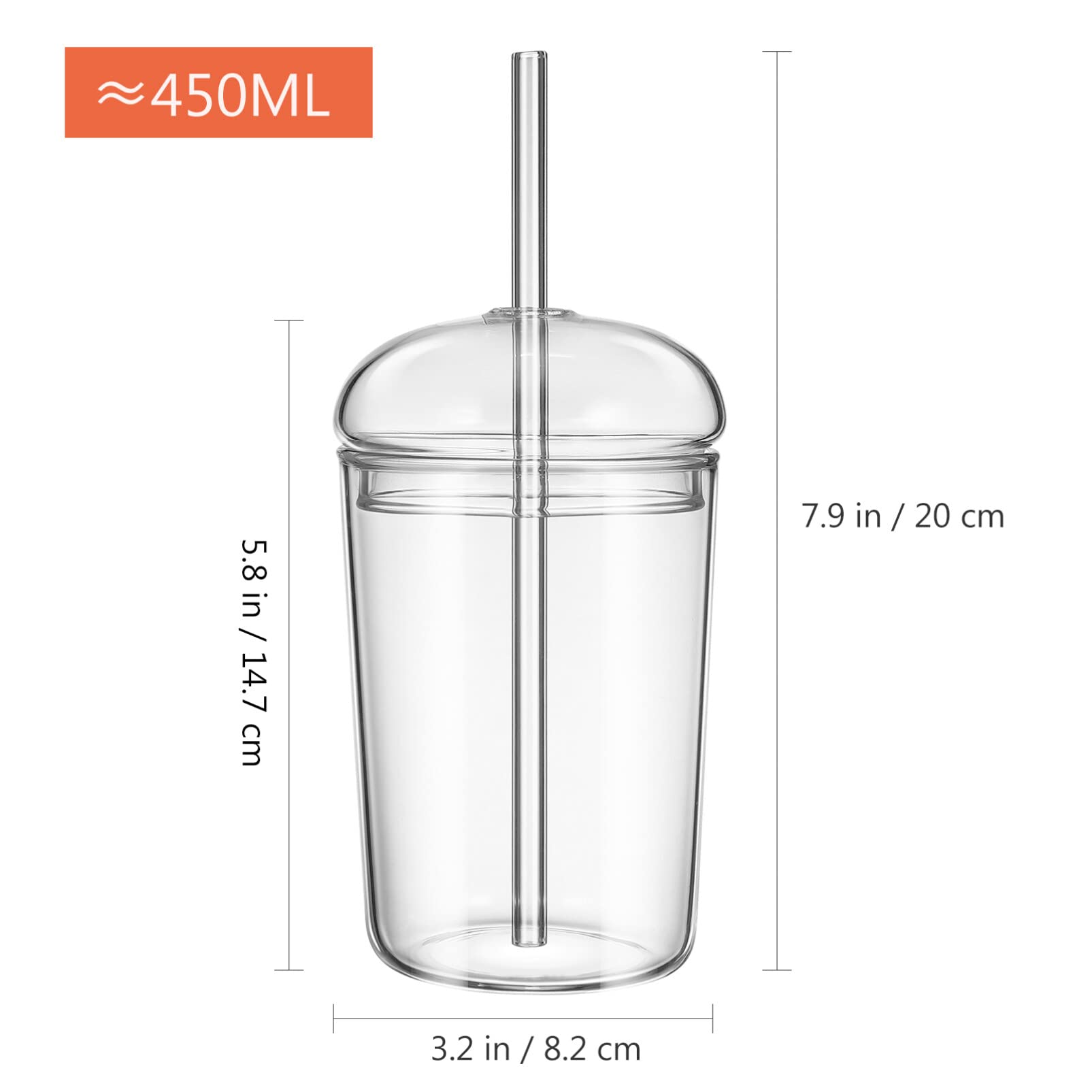 DOITOOL 2-Pack 16oz Glass Cups with Lids & Straws - Reusable Clear Drinking Glasses for Coffee, Tea, Juice, Cocktails, Bubble Tea - Perfect for Home, Office, Parties & Outdoor Use
