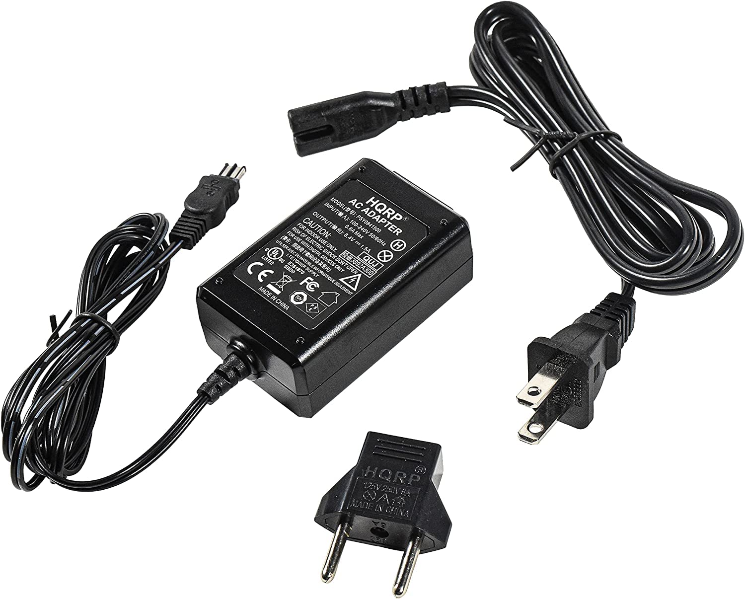 HQRP 8.4V AC Adapter Charger for Sony AC-L10A L10B L10C L10 L15 L100 HandyCam & CCD-TRV108/118/128/138/TR748/TR648/TR648E/TRV238/TRV238E Camcorders - Power Supply Replacement for Home & Travel Videography