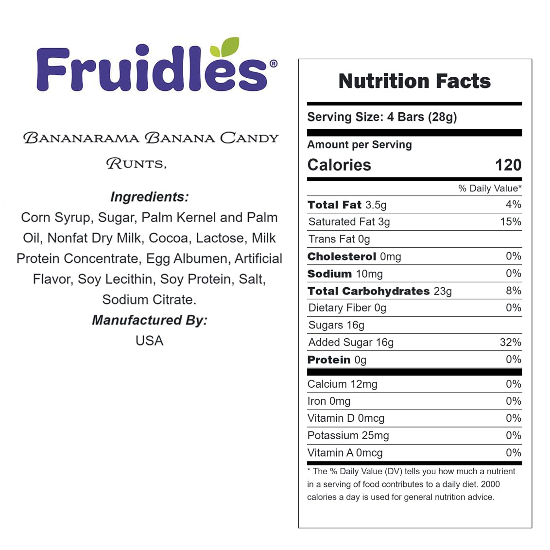 Fruidles Bananarama Banana Candy Runts - Kosher Certified Hard Candy Treats, 2lb Bulk Bag for Parties & Halloween - Sweet Yellow Banana Flavored Candy for Kids, Movie Nights & Office Snacks