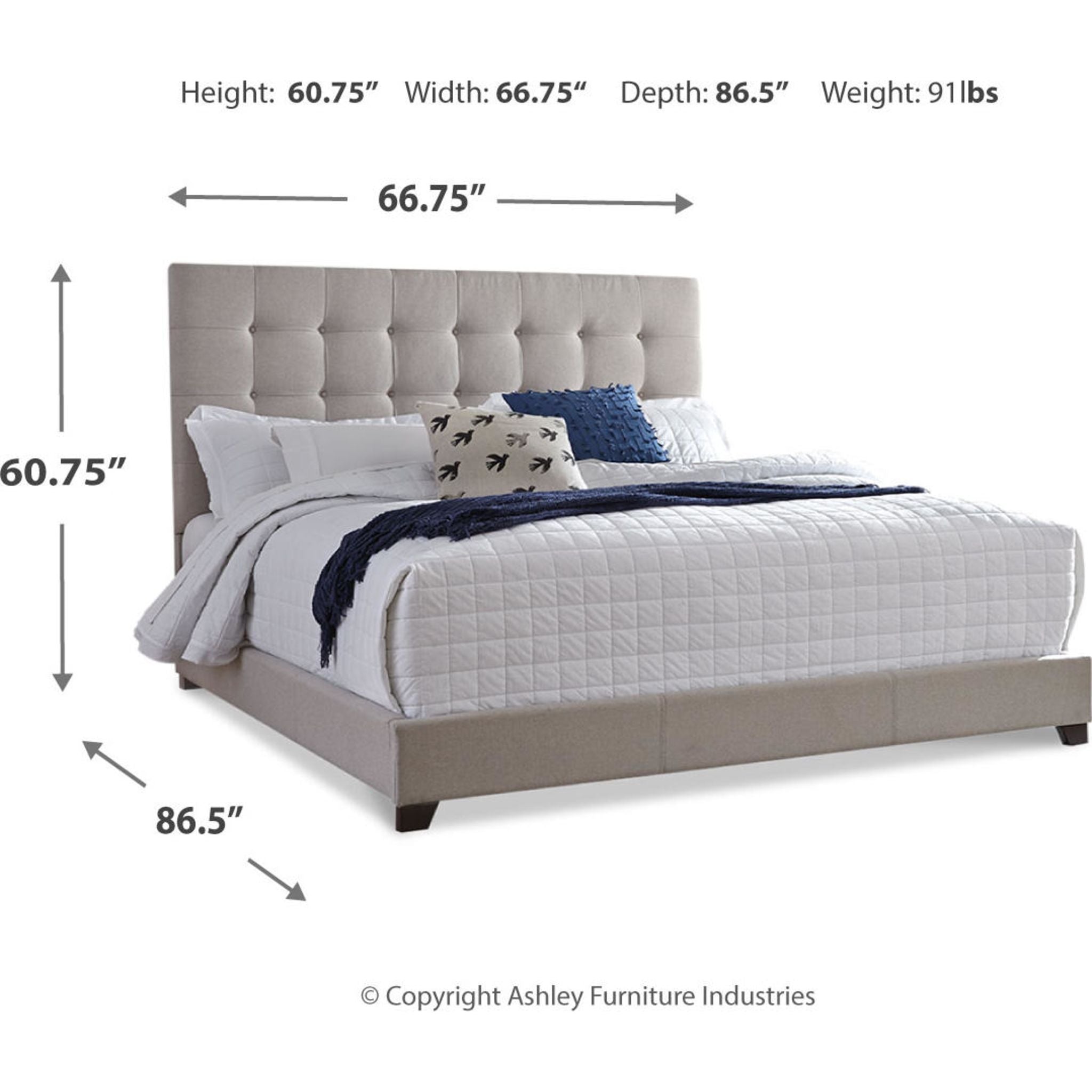 Dolante Upholstered Queen Size Bed Frame with Button Tufted Headboard - Modern Platform Bed for Bedroom, Guest Room & Master Suite