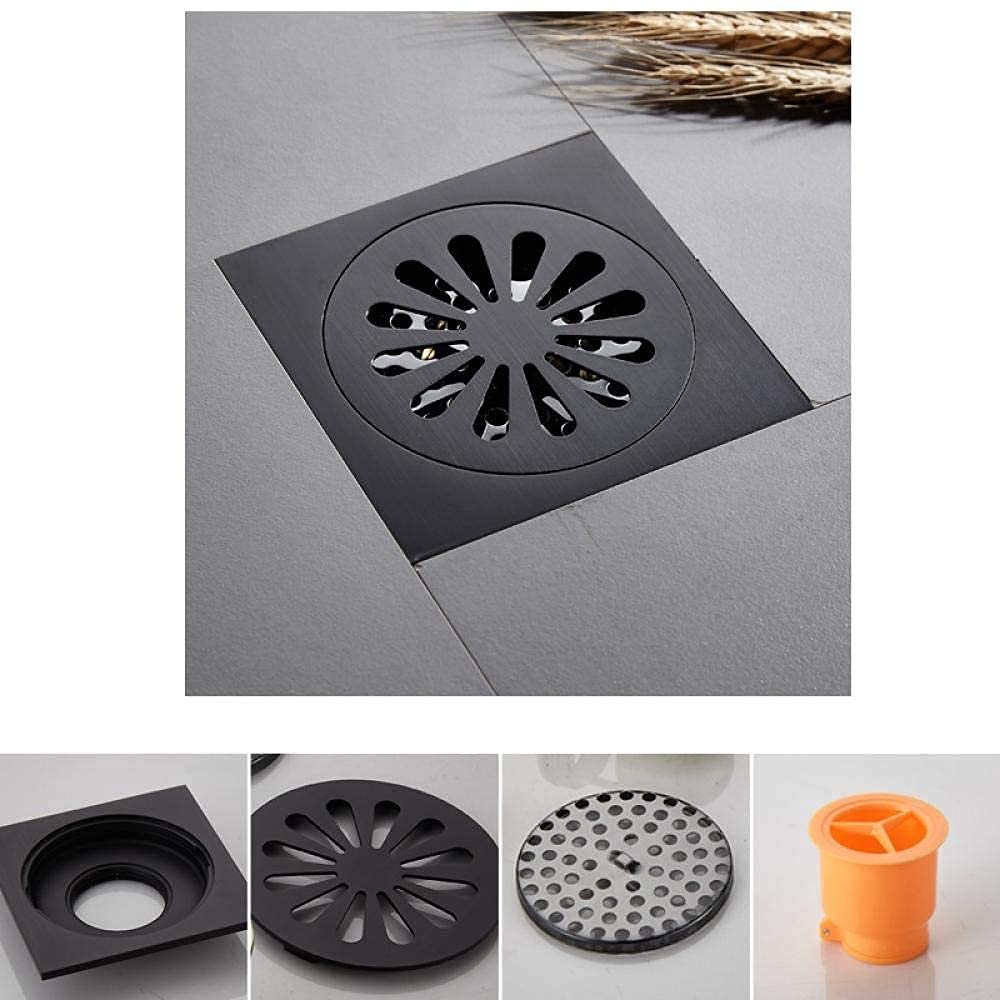 Black Copper Invisible Floor Drain with Deodorant - 3-Way Shower, Toilet & Washing Machine Drain for Bathroom Wet/Dry Areas - C3 Model | Perfect for Modern Bathrooms, Showers & Laundry Rooms