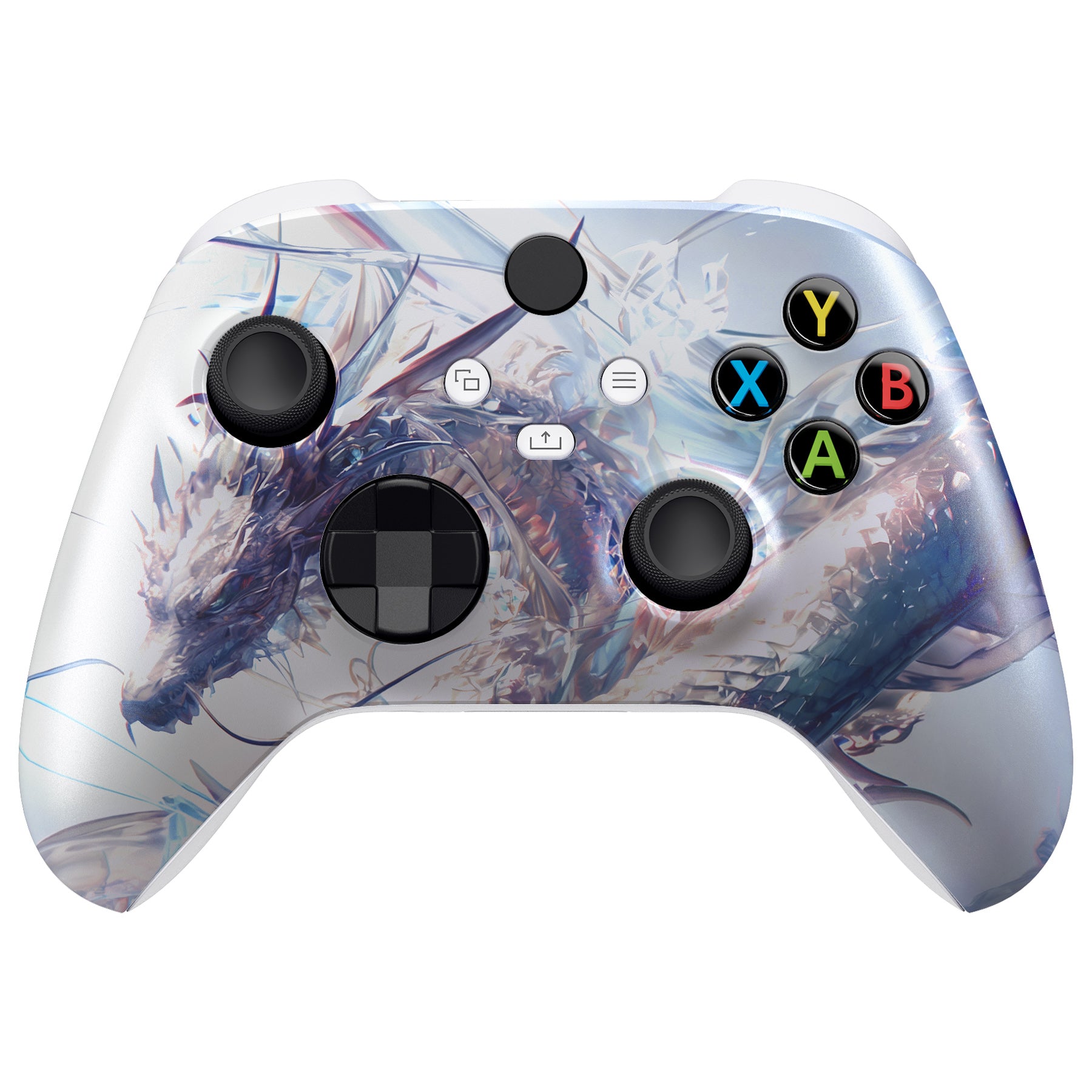 eXtremeRate Crystal Dragon Replacement Faceplate & Front Housing Shell for Xbox Series X/S Controller - Custom Gaming Design for Enhanced Aesthetics & Comfort