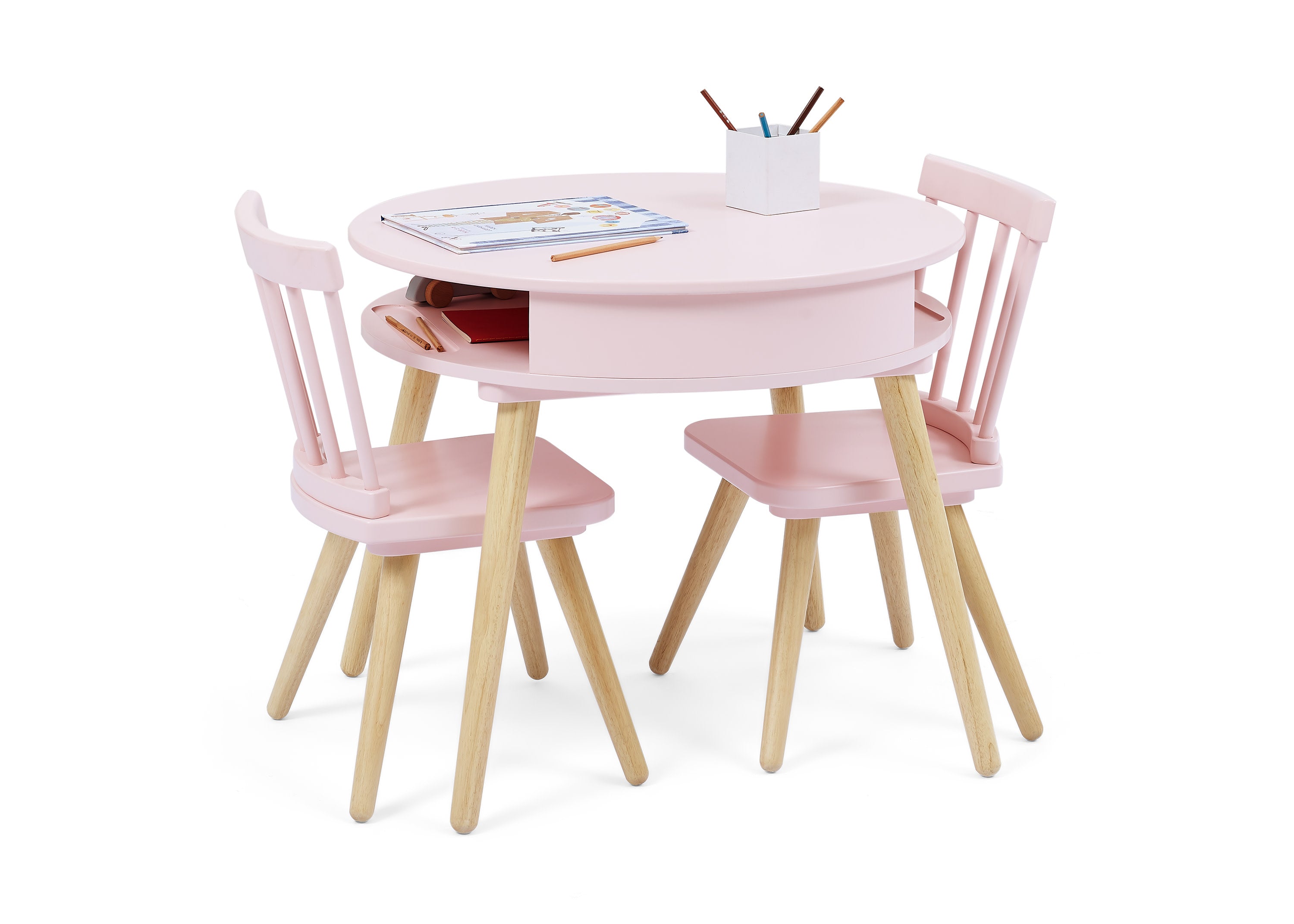 Hudson Storage Table and 2-Piece Chair Set - Space-Saving Dining Furniture for Small Apartments, Kitchens, and Breakfast Nooks