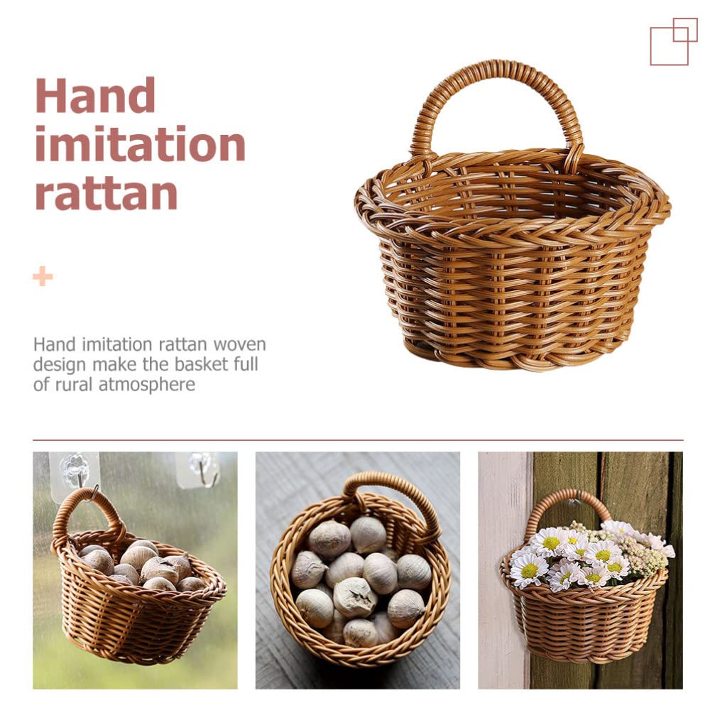 Cabilock Woven Storage Baskets - Hanging Onion Potato Garlic Ginger Basket, Wall-Mounted Vegetable Keeper & Home Organizer for Kitchen, Bathroom, Bedroom (Natural Wicker, Multipurpose Storage Solution) - Perfect for Pantry Organization, Farmhouse Decor, and Small Space Storage