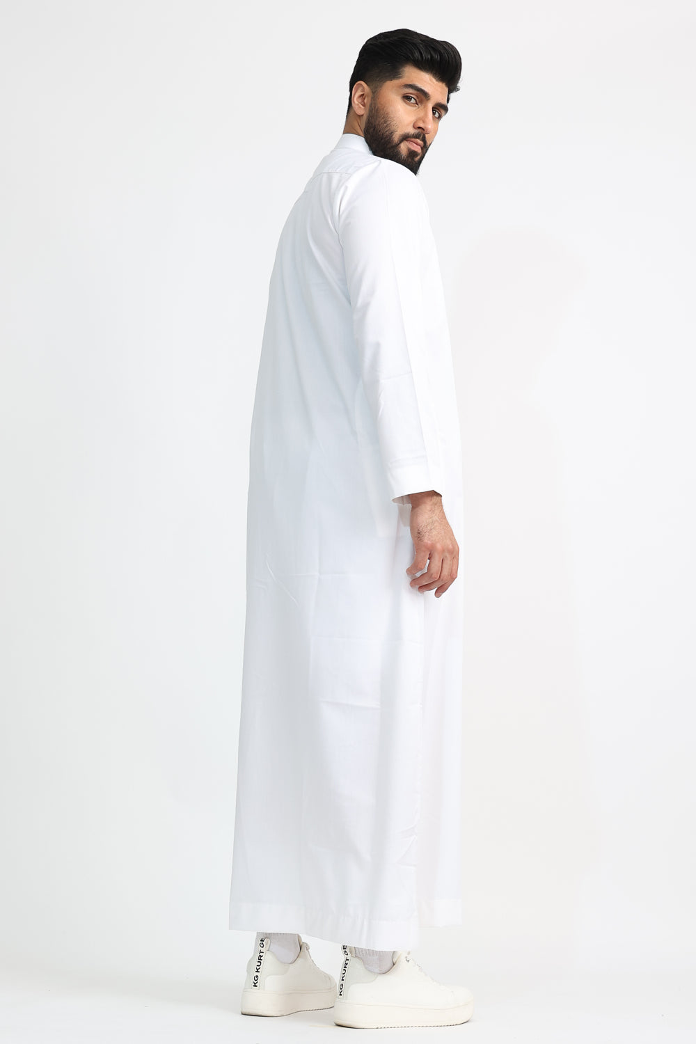 J1516 White Saudi Collar - Elegant Embroidered Islamic Thobe Neckline for Men | Perfect for Eid, Ramadan & Special Occasions