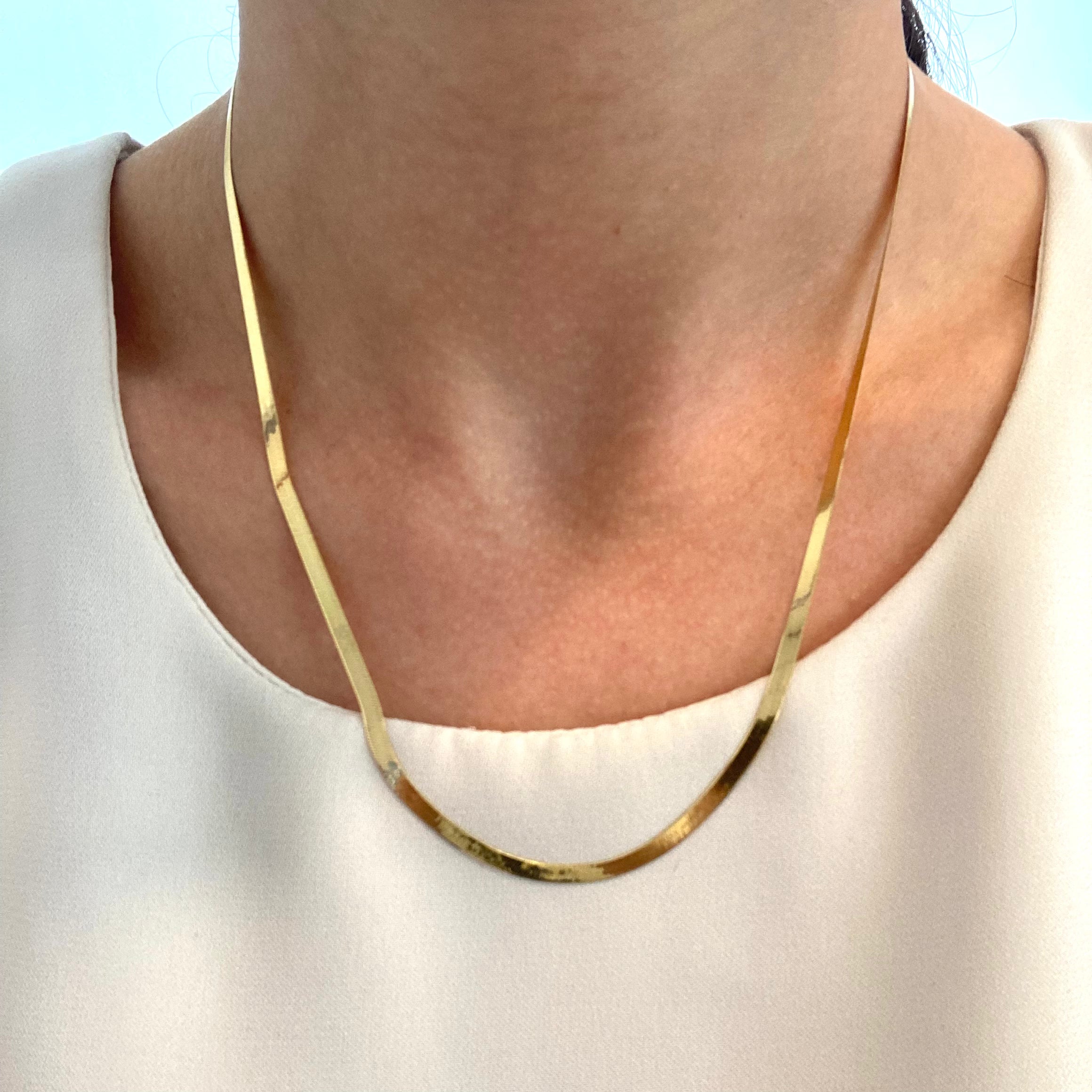 4mm Herringbone Chain Necklace 18 Inch - 100 Ways to Style for Women | Perfect for Layering, Gift Giving & Everyday Wear