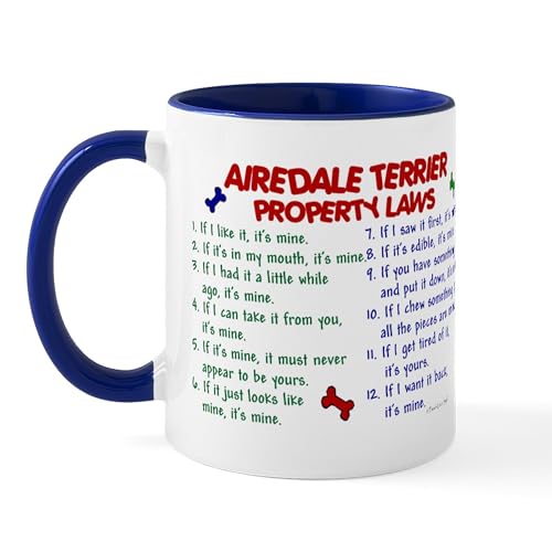 White/Navy Inside - Airedale Terrier Property Laws 2 Mug