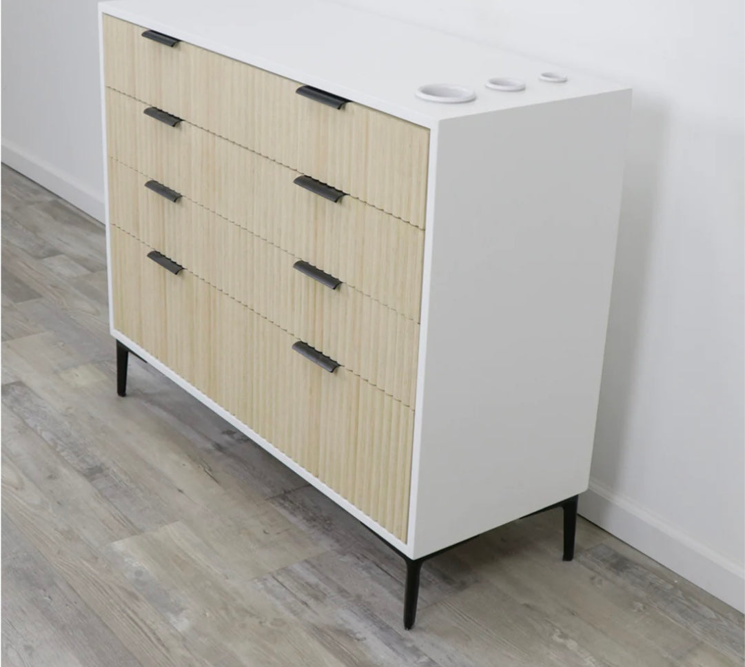 Nouveau Tambour Styling Station - Professional Hair Styling Vanity with Mirror & Storage for Salon, Home, and Travel Use