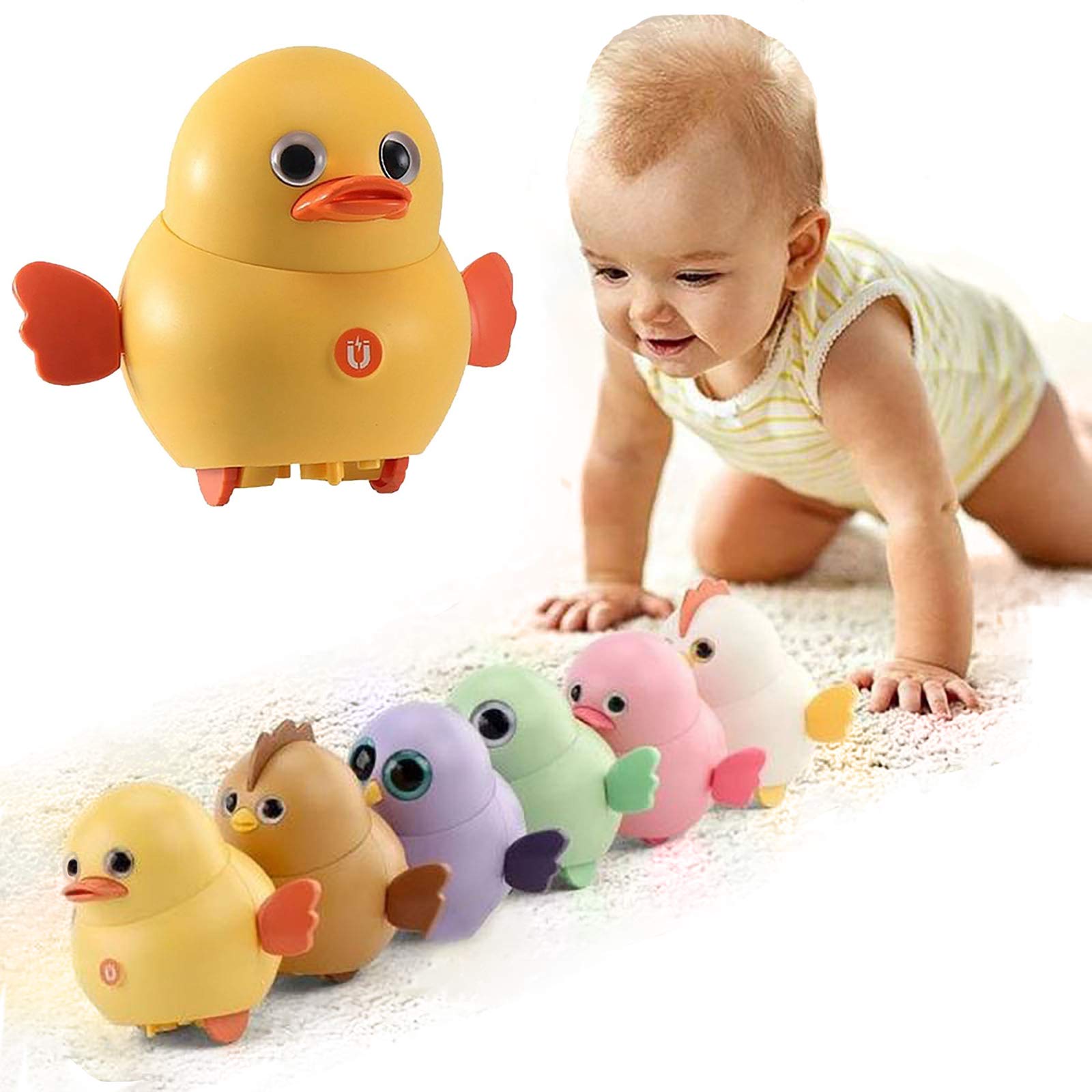 6 PCS Electric Walking Chick Baby Toys - Cute Swinging Magnetic Chicks for Kids & Toddlers | Fun Interactive Learning Toy for Early Childhood Development | Perfect for Playtime, Birthday Gifts & Nursery Decor