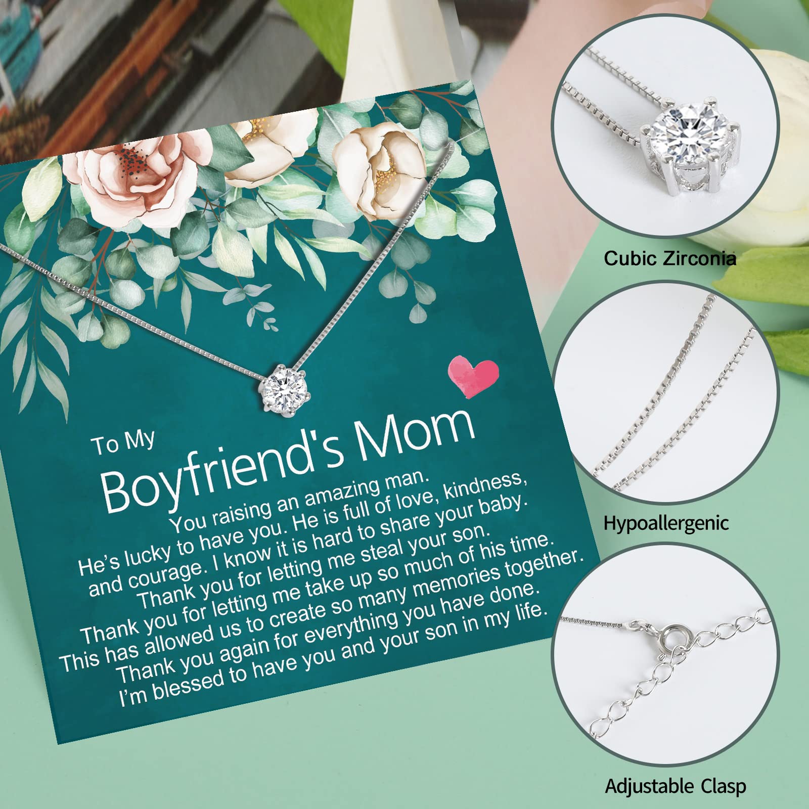 Elegant Sterling Silver Cubic Zirconia Necklace - Perfect Birthday, Christmas & Mother's Day Gift for Women | Jewelry Gift for Mom, Wife & Special Occasions | Ideal for Parties, Anniversaries & Romantic Dates