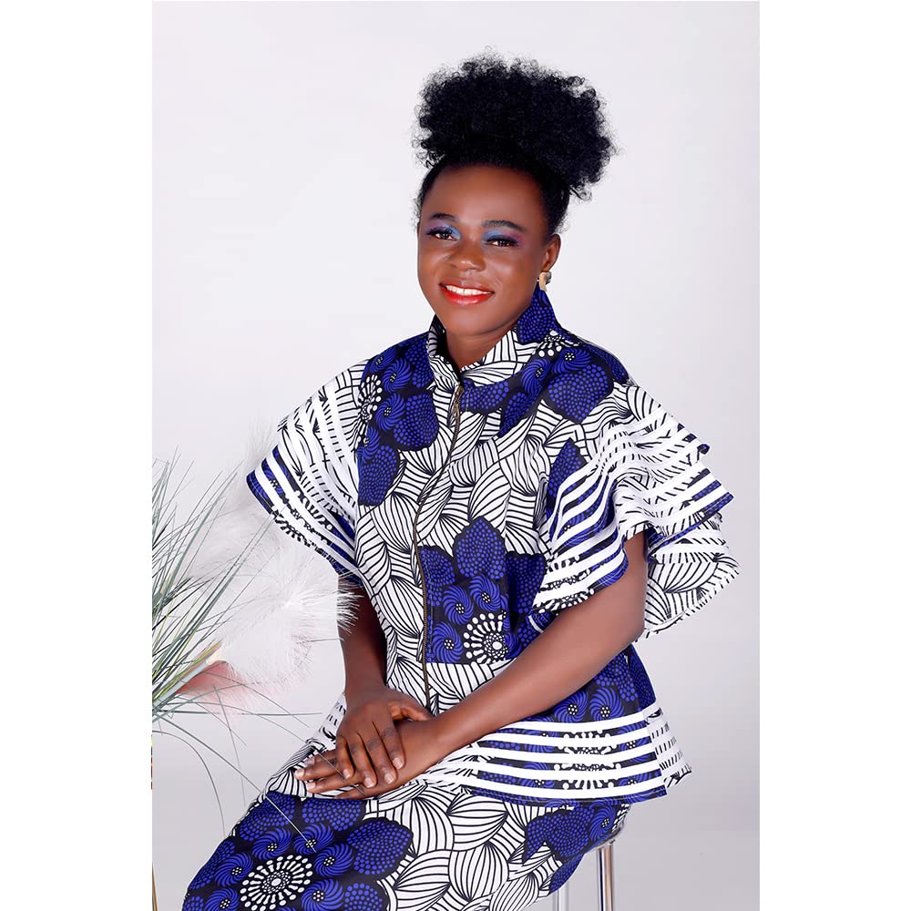 BAZINRICHE Women's African Print Dashiki Dress & Skirt Set - Ankara Bazin Riche Zipper Top Outfit for Parties, Weddings & Cultural Events