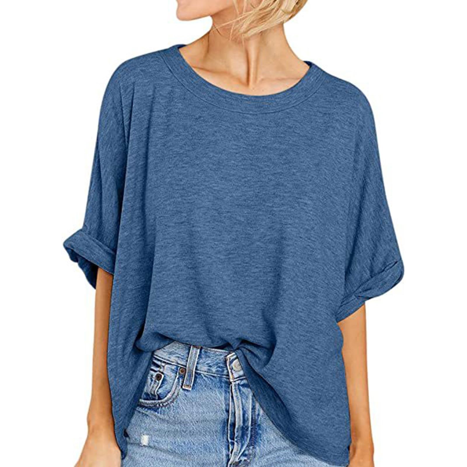 Women's Casual Half Sleeve Loose Fit T-Shirt - Soft Basic Pullover Blouse & Tunic Top for Everyday Wear | Perfect for Work, Weekend Outings and Relaxing at Home
