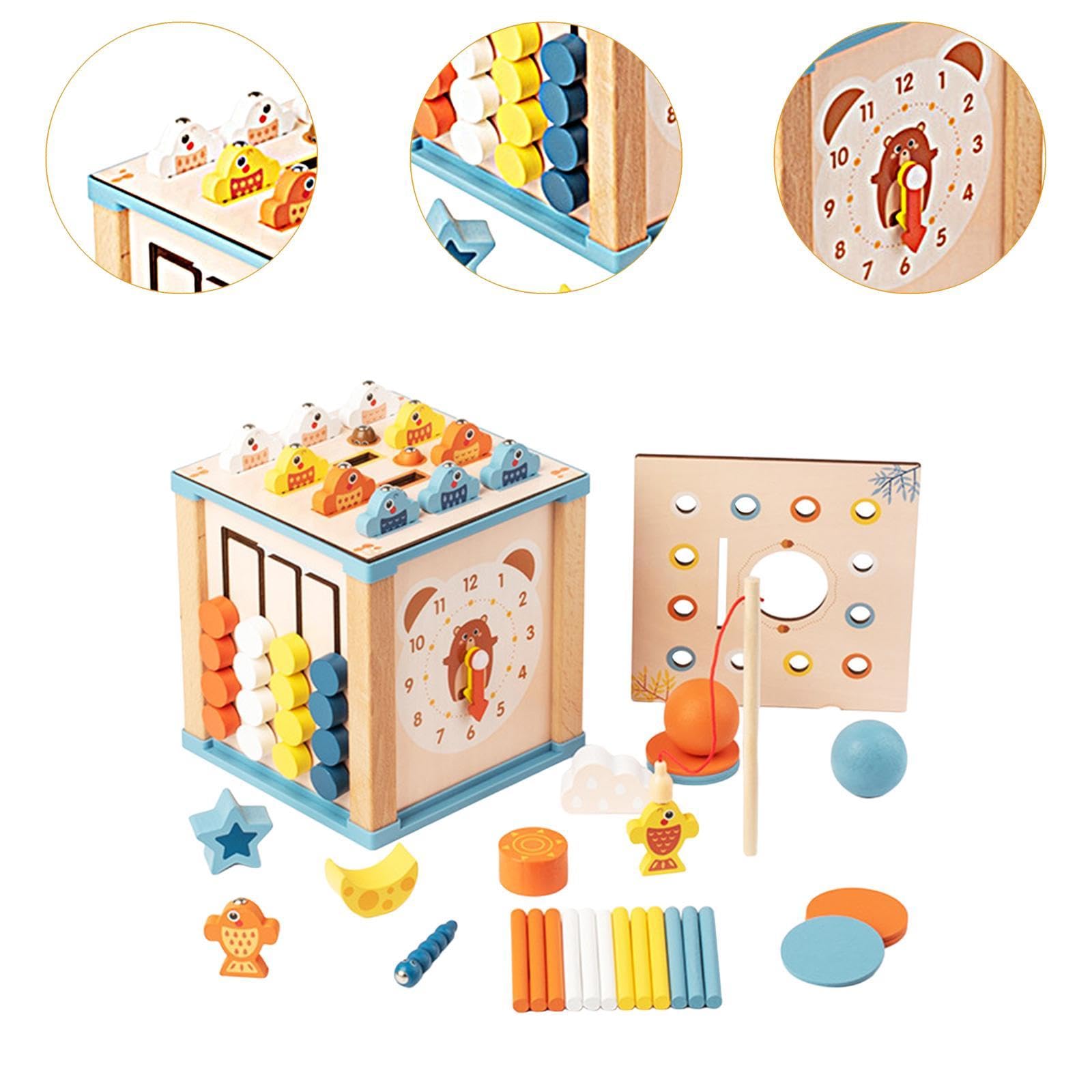 Montessori Wooden Activity Cube - Fine Motor Skills Educational Toy for Babies & Toddlers | Interactive Learning Cube with 5-in-1 Play Features | Perfect Birthday Gift for 1-3 Year Olds | Great for Daycare, Preschool & Home Playtime
