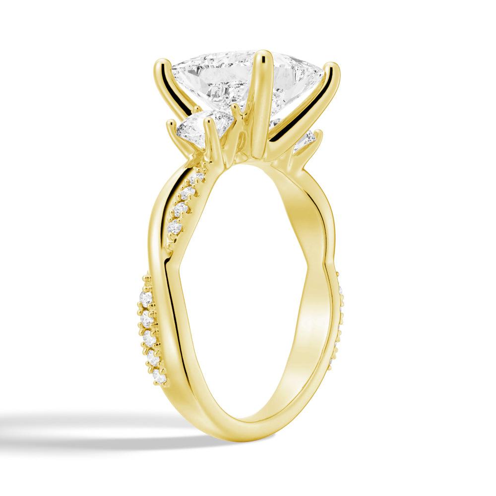 Twisted Band Princess Cut Three Stone Moissanite Engagement Ring for Women - Sparkling Wedding Proposal Jewelry Gift for Her - Perfect for Anniversaries, Valentine's Day & Special Occasions