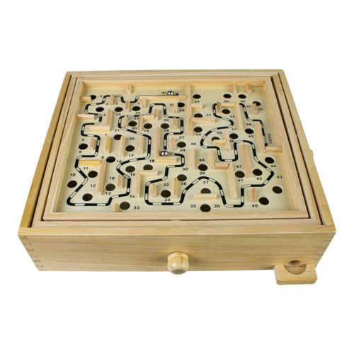 Classic Wooden Labyrinth Maze Puzzle Game - Brain Teaser & Hand-Eye Coordination Toy for Kids & Adults - Perfect for Family Game Night, Party Favors & Stress Relief