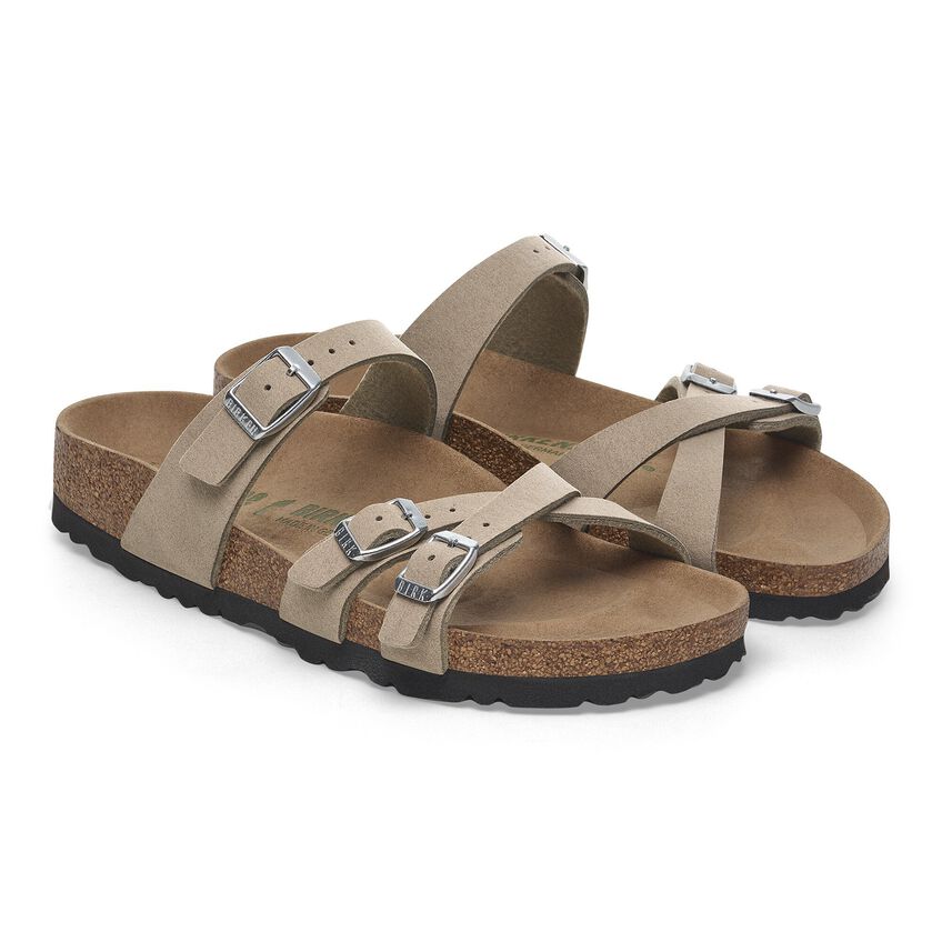 Birkenstock Franca Vegan Sandals in Gray Taupe - Comfortable Vegan Leather Slides for Women | Perfect for Beach, Vacation & Summer Outfits