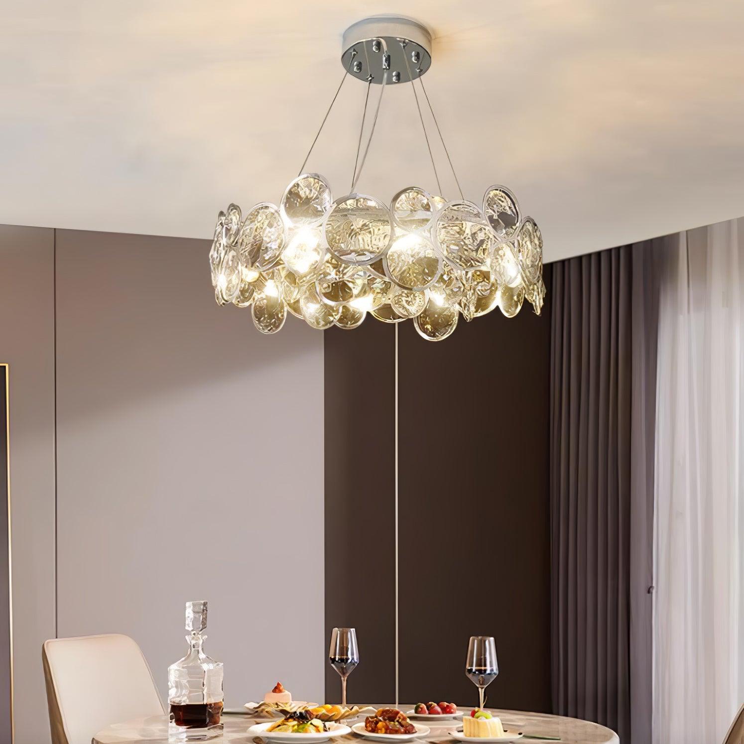 Elegant Chrome Round Crystal Chandelier - Modern Ceiling Light Fixture for Dining Room, Bedroom & Living Room Decor