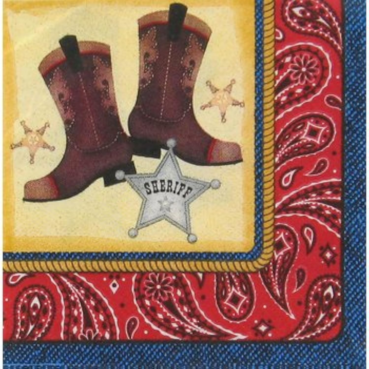 Cowboy Themed Beverage Napkins - 25 Pack for Birthday Parties, Western Decor, and BBQ Gatherings