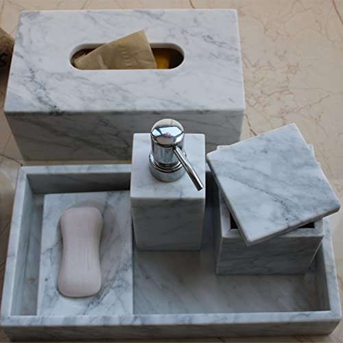 Premium Natural Stone Bathroom Accessory Set - 6-Piece Luxury Spa Collection with Soap Dispenser, Toothbrush Holder, Drinking Glass, Soap Dish & Tissue Box | Elegant Home Decor for Modern Bathrooms, Spa Retreats & Guest Suites