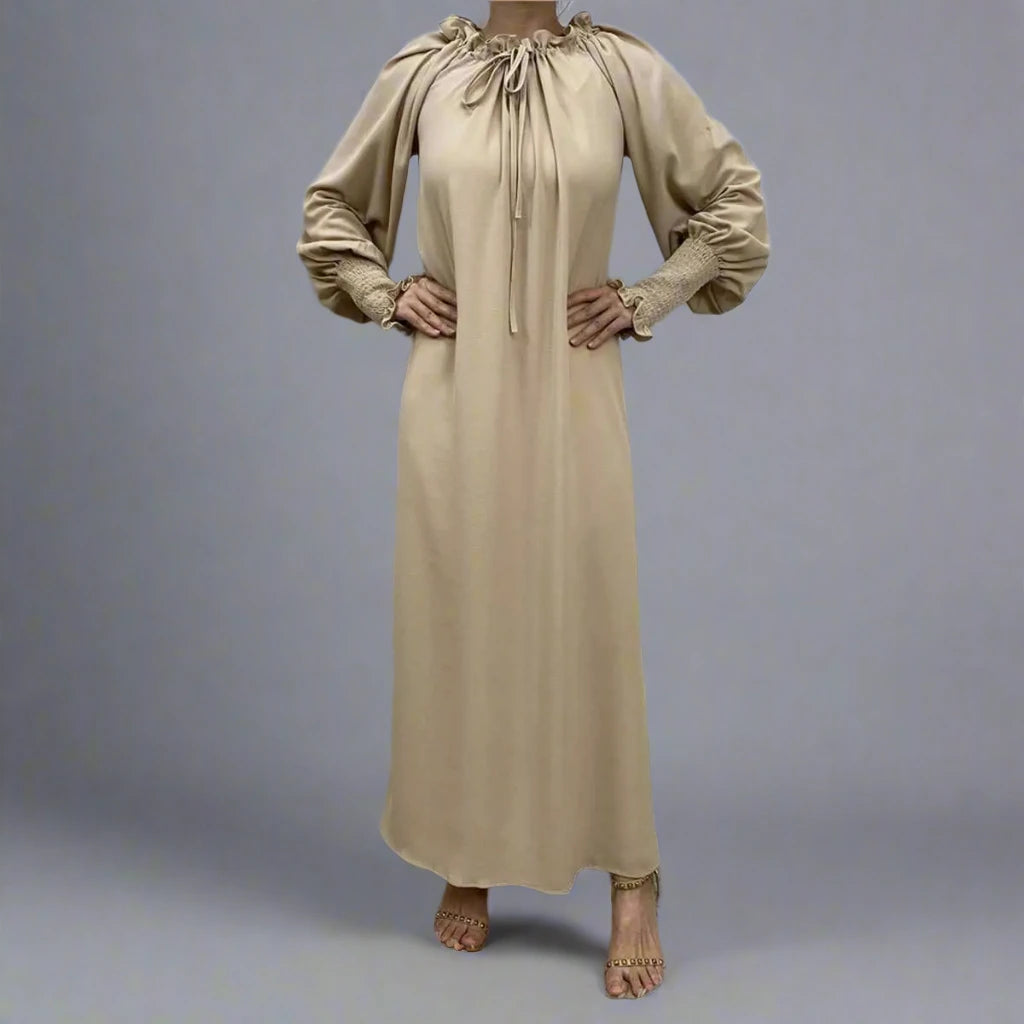 Elegant Solid Color Abaya Dress for Women - Modest Islamic Clothing - Perfect for Prayer, Mosque, and Special Occasions