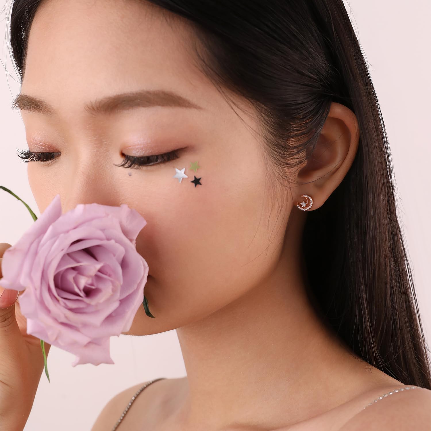 Meissa Sterling Silver Moon & Star Earrings for Women - Hypoallergenic Rose Gold Stud Earrings | Cute Gift for Girls, Teens & Adults | Perfect for Everyday Wear, Date Night & Special Occasions