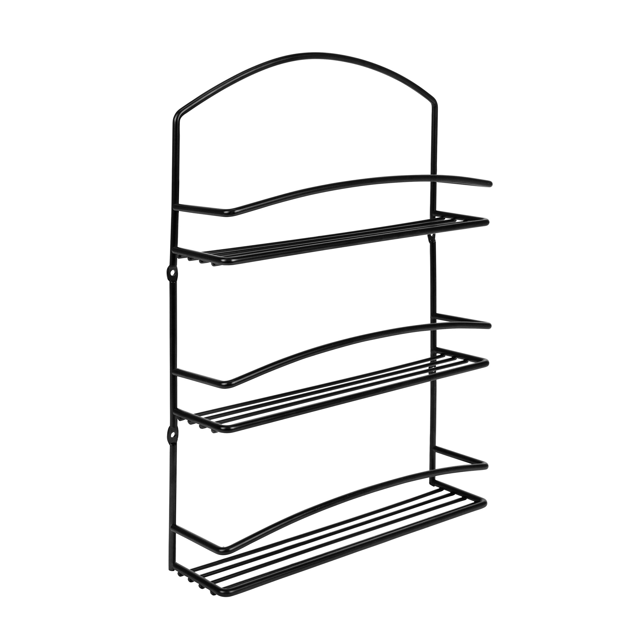 3-Tier Wall-Mounted Spice Organizer - Black Euro Rack Kitchen Cabinet for Pantry Storage | Space-Saving Spice Shelf for Herbs, Seasonings & Cooking Essentials