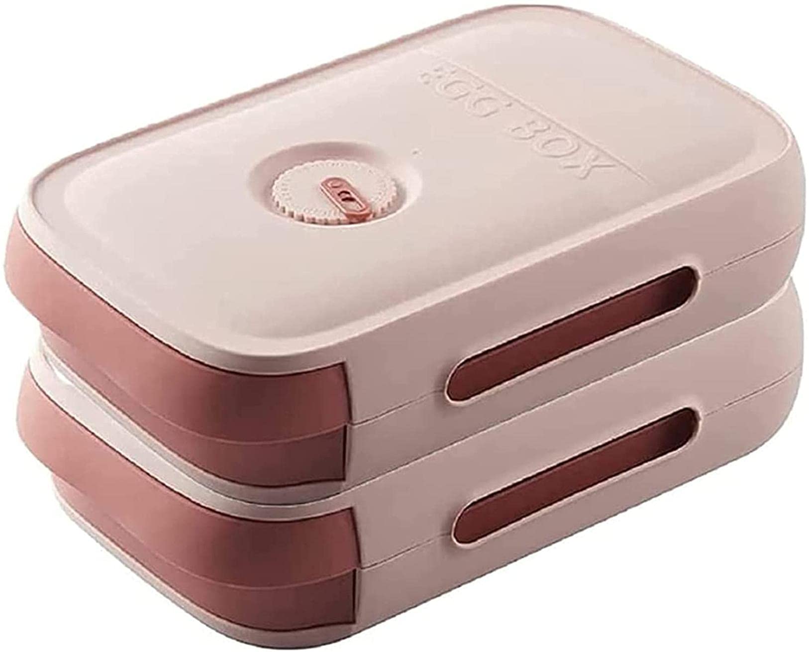 Fresh Egg Storage Box with Date Reminder - Refrigerator Drawer Organizer, Breathable Egg Holder Container for Kitchen - Perfect for Fridge Storage & Meal Prep (2-Pack, Pink)