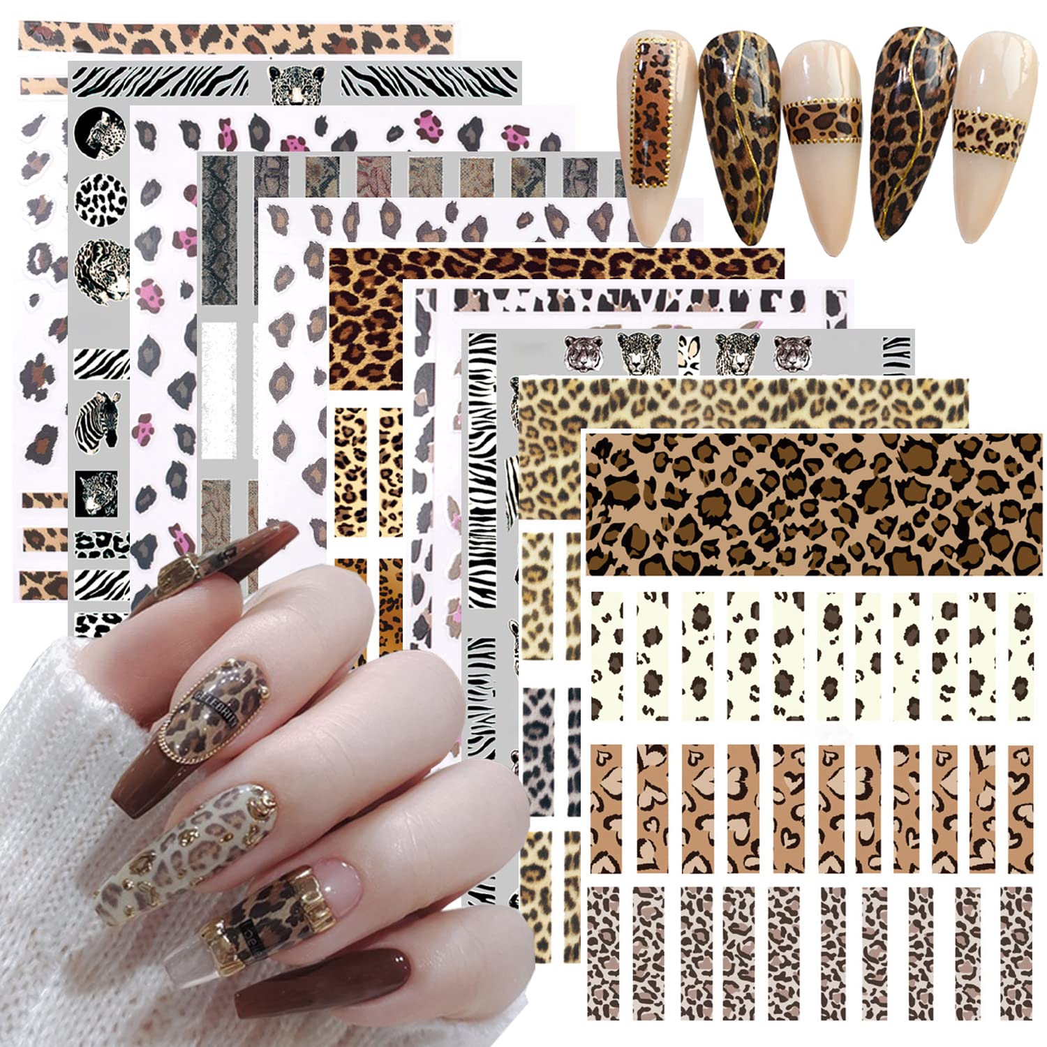 3D Leopard Nail Stickers - Holographic Animal Print Decals for DIY Manicure | Perfect for Parties & Daily Wear