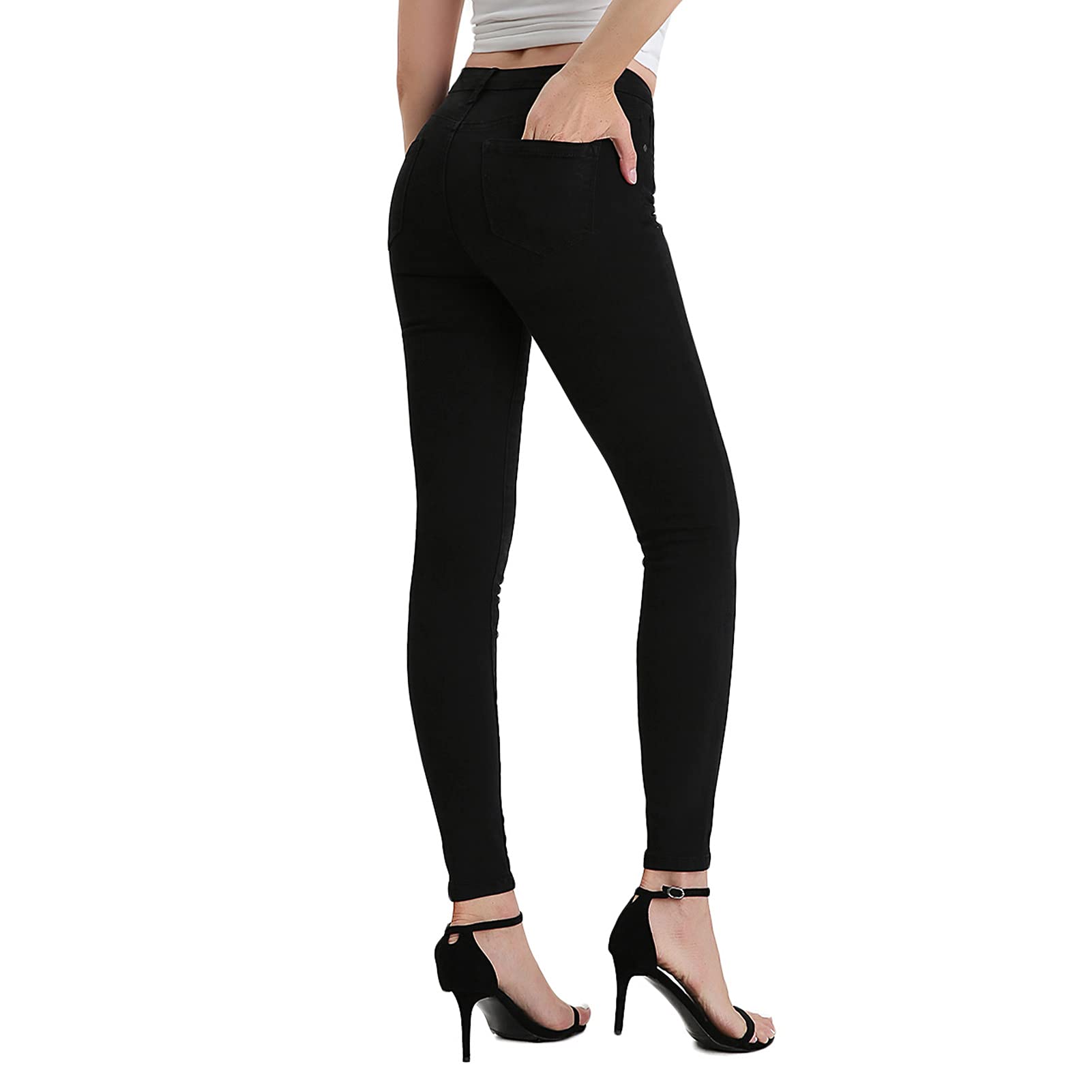 JENAIR High Waisted Black Skinny Jeans for Women - Stretch Denim Work Pants with Pockets | Comfortable Office Wear & Casual Outfits