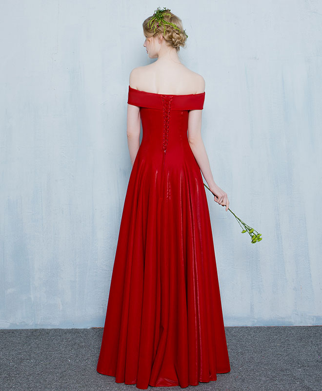 Elegant Burgundy Off Shoulder Long Prom Gown - Formal Evening Dress for Women | Perfect for Homecoming, Ball, Wedding & Special Occasions