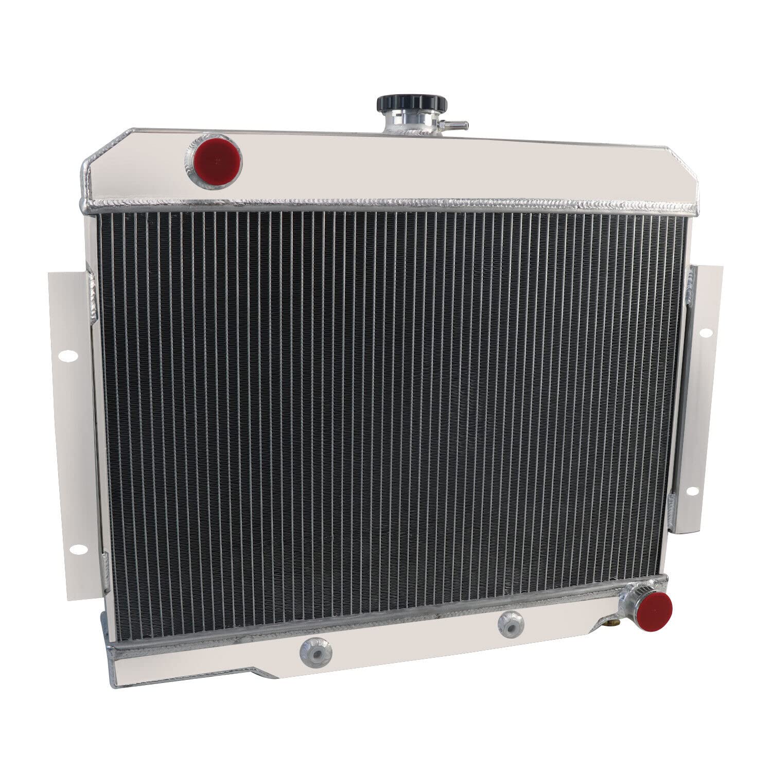 High-Performance All Aluminum Radiator for 1972-1986 Jeep CJ5 CJ6 CJ7 & Chevy SBC V8 - 4 Row Cooling System with Shroud & Fan Relay Kit - Perfect for Off-Roading, Overlanding & Hot Climate Driving