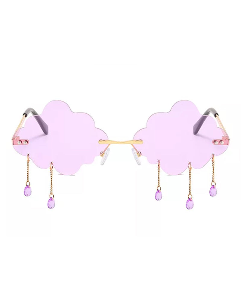 60s Purple Festive Cloud Glasses - Retro Party Sunglasses for Women & Men - Perfect for Halloween, Cosplay, and Themed Parties