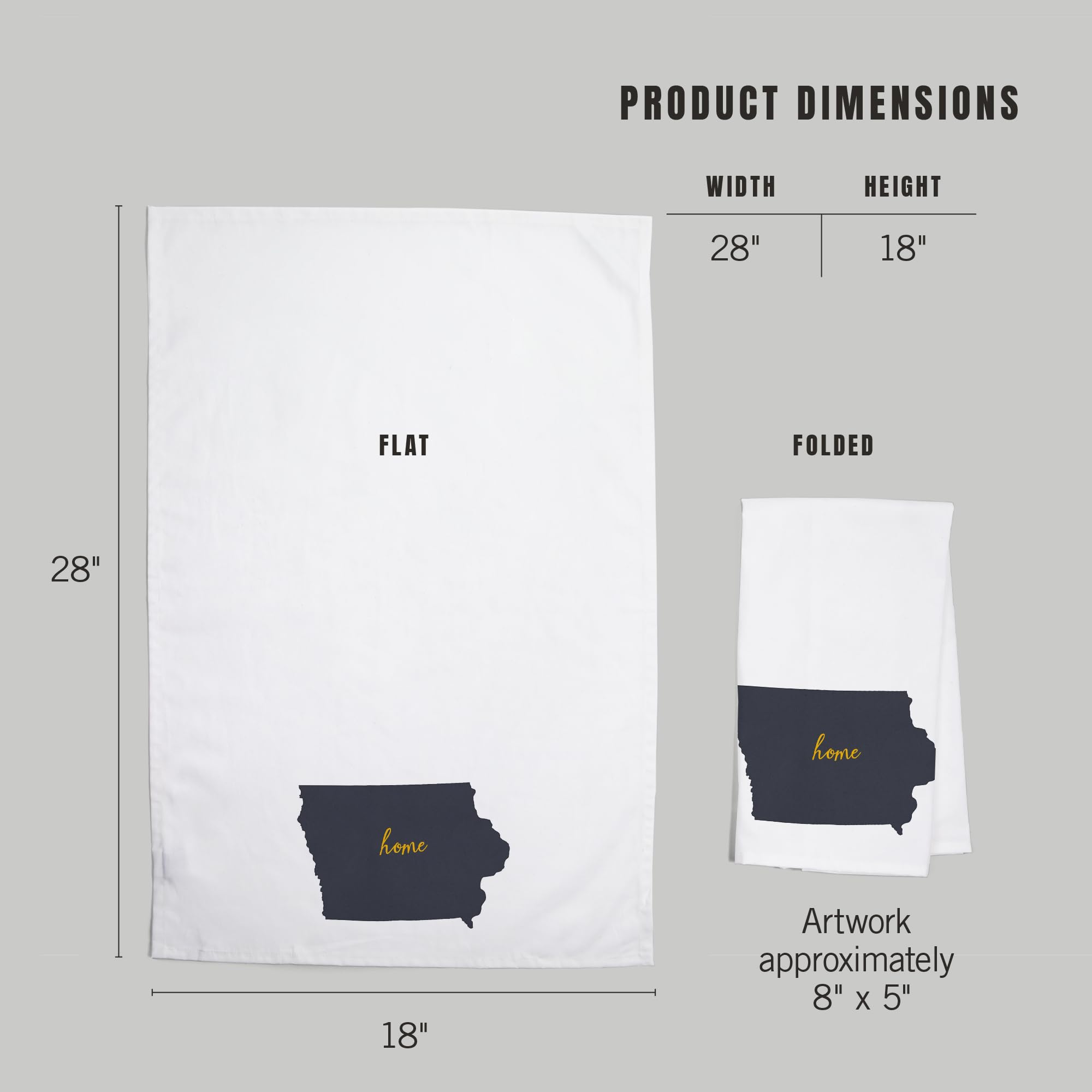 Lantern Press Iowa Home State Gray on White 100% Cotton Tea Towel - Decorative Hand Towel for Kitchen, Bathroom & Home Decor - Perfect for Gifts, Dish Drying & Farmhouse Style Decor