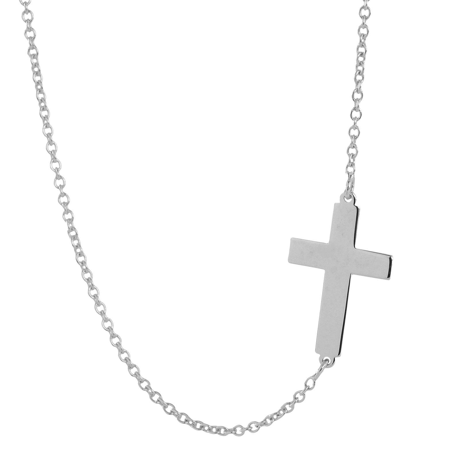 14K White Gold Mini Sideway Cross Pendant Necklace - Dainty Laser Cut Charm for Women - Perfect for Everyday Wear, Gifts & Special Occasions
