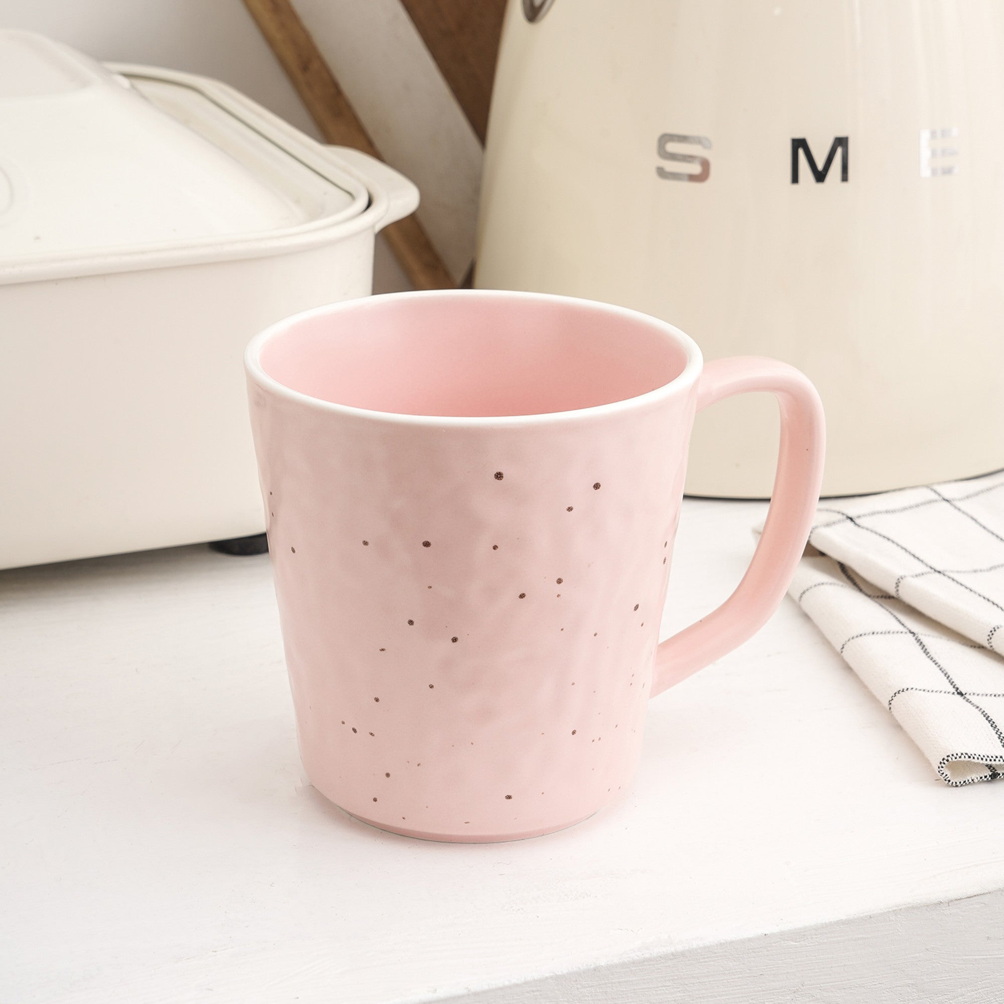 Premium Stoneware Coffee Mug Set - Yellow, Blue, Pink & Mint Colors - Perfect for Home, Office & Gift Giving