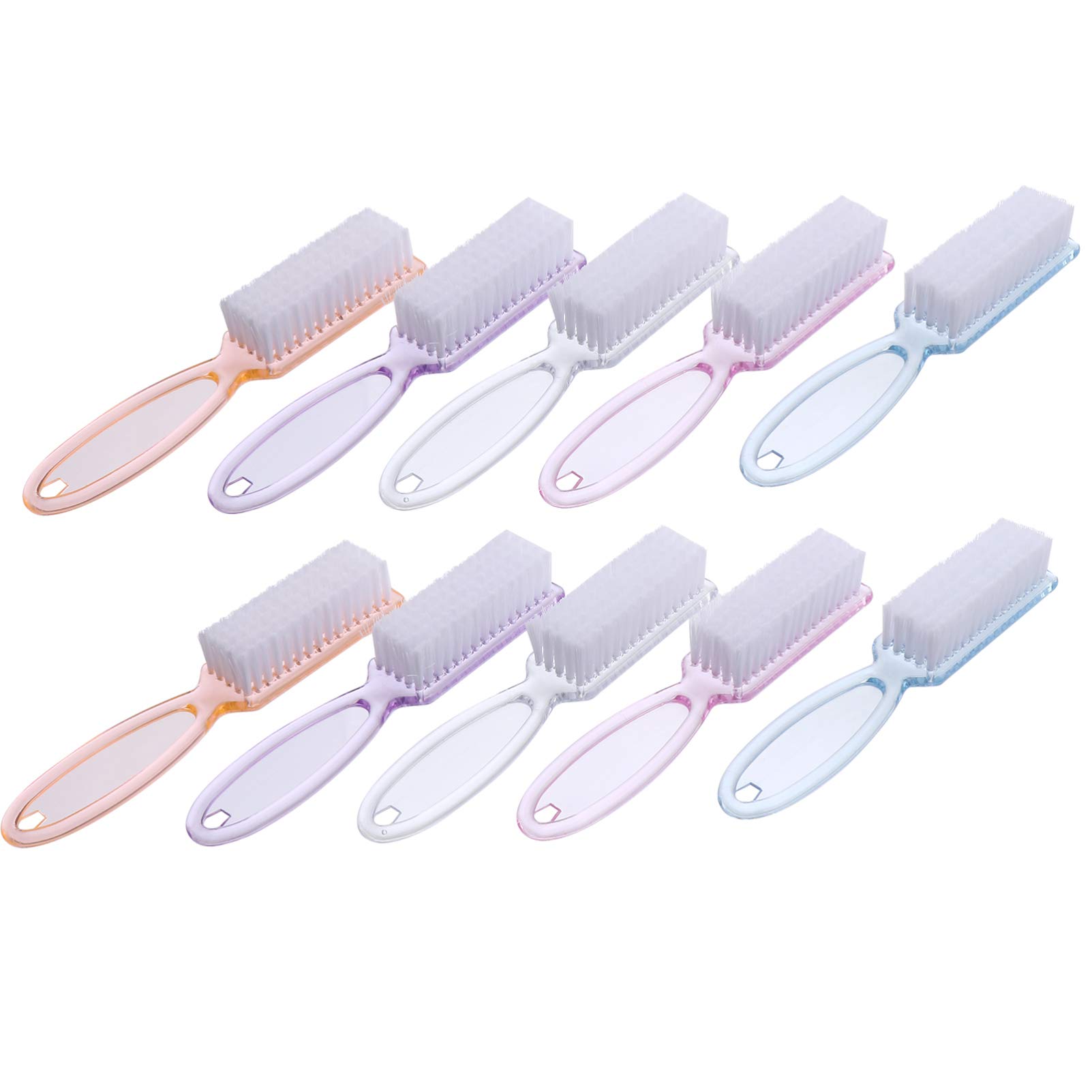 HEALLILY 10-Pack Nail Cleaning Brushes with Handle - Professional Fingernail & Pedicure Scrub Brushes for Home Salon, Manicure, Pedicure & Toe Care