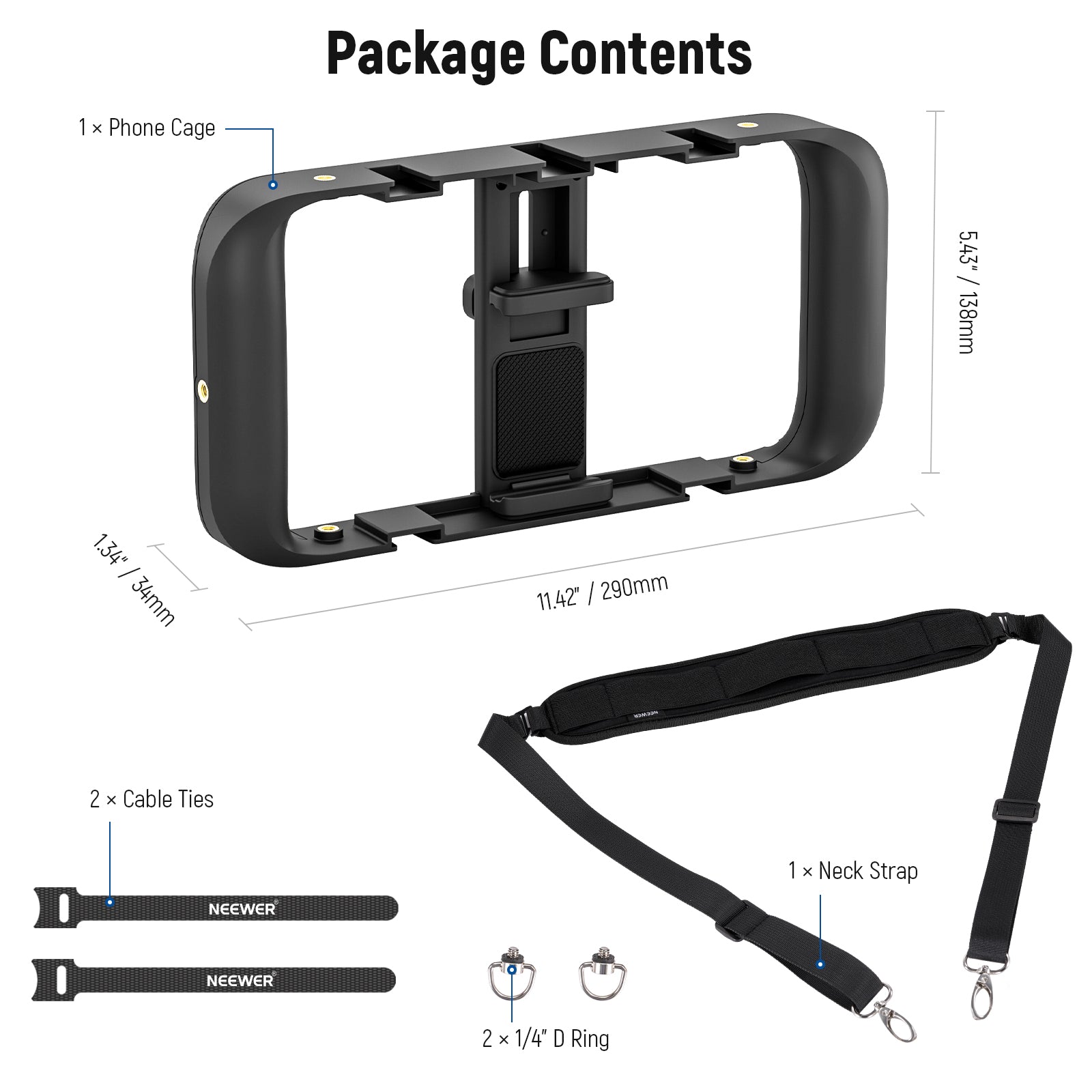 NEEWER A104 Smartphone Video Rig with Adjustable Neck Strap - Professional Stabilizer for Vlogging, Live Streaming & Content Creation