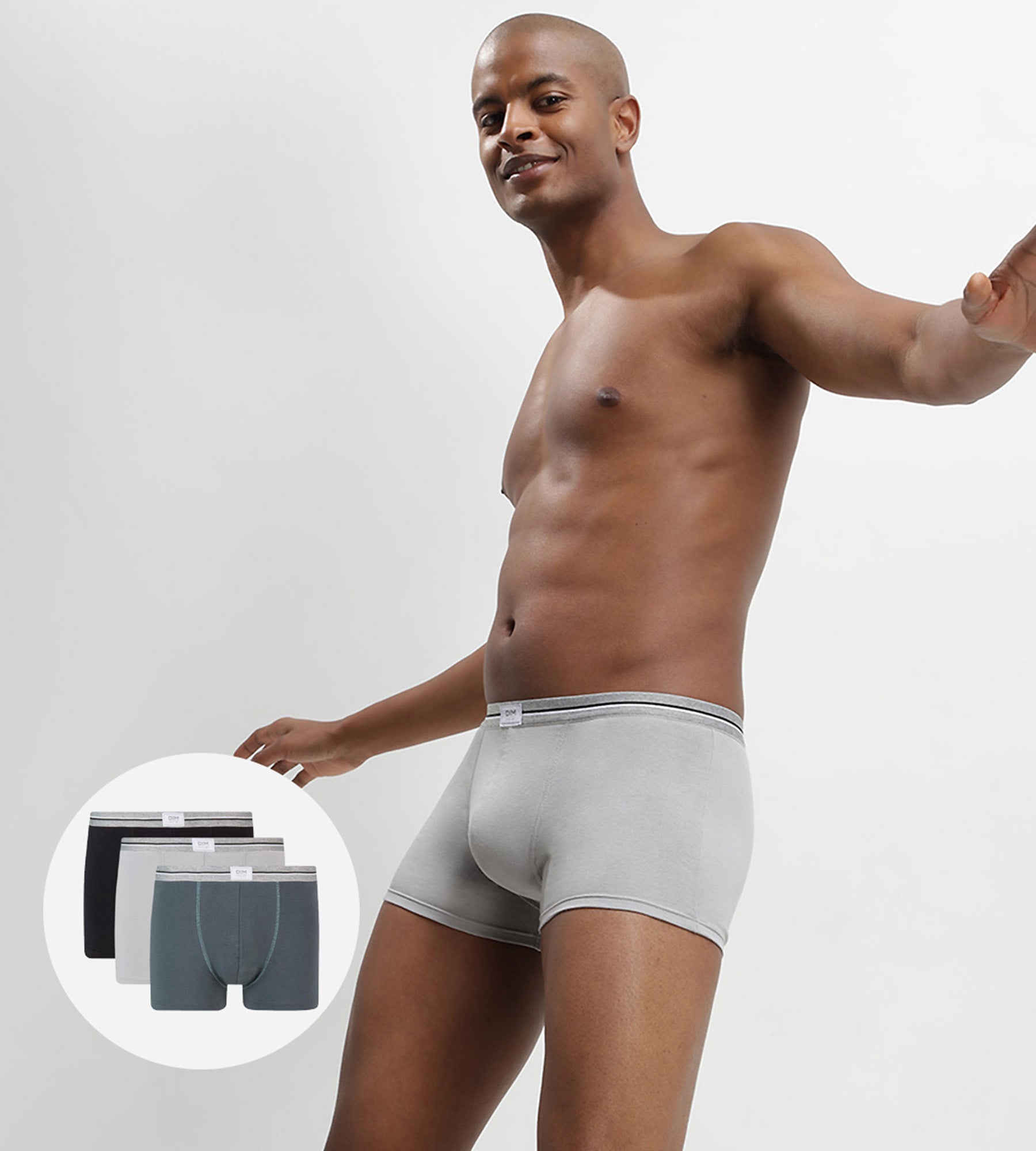 3 Pack Stretch Cotton Denim Blue Gray Boxer Briefs - Ultra Durable & Comfortable for Men's Everyday Wear, Gym, and Travel