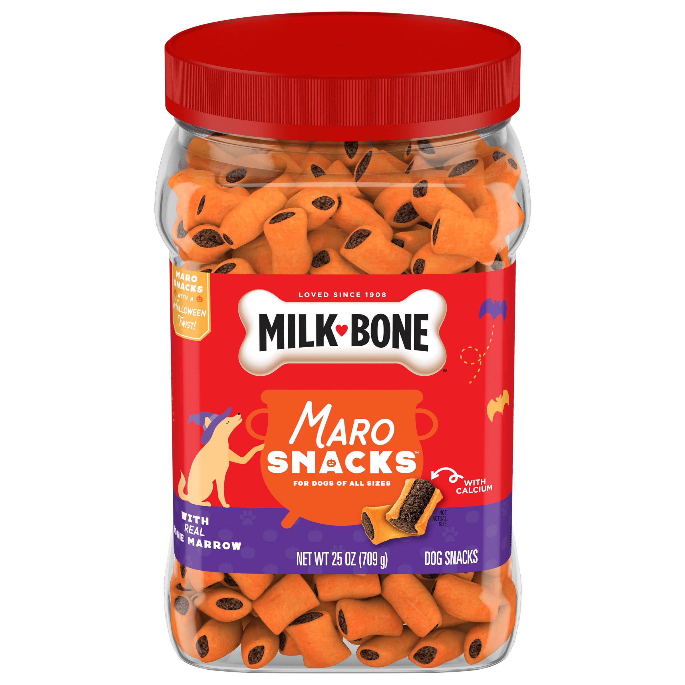 Milk-Bone MaroSnacks Dog Treats for Halloween - Crunchy & Delicious 25oz Canister - Perfect for Training, Rewards & Holiday Celebrations