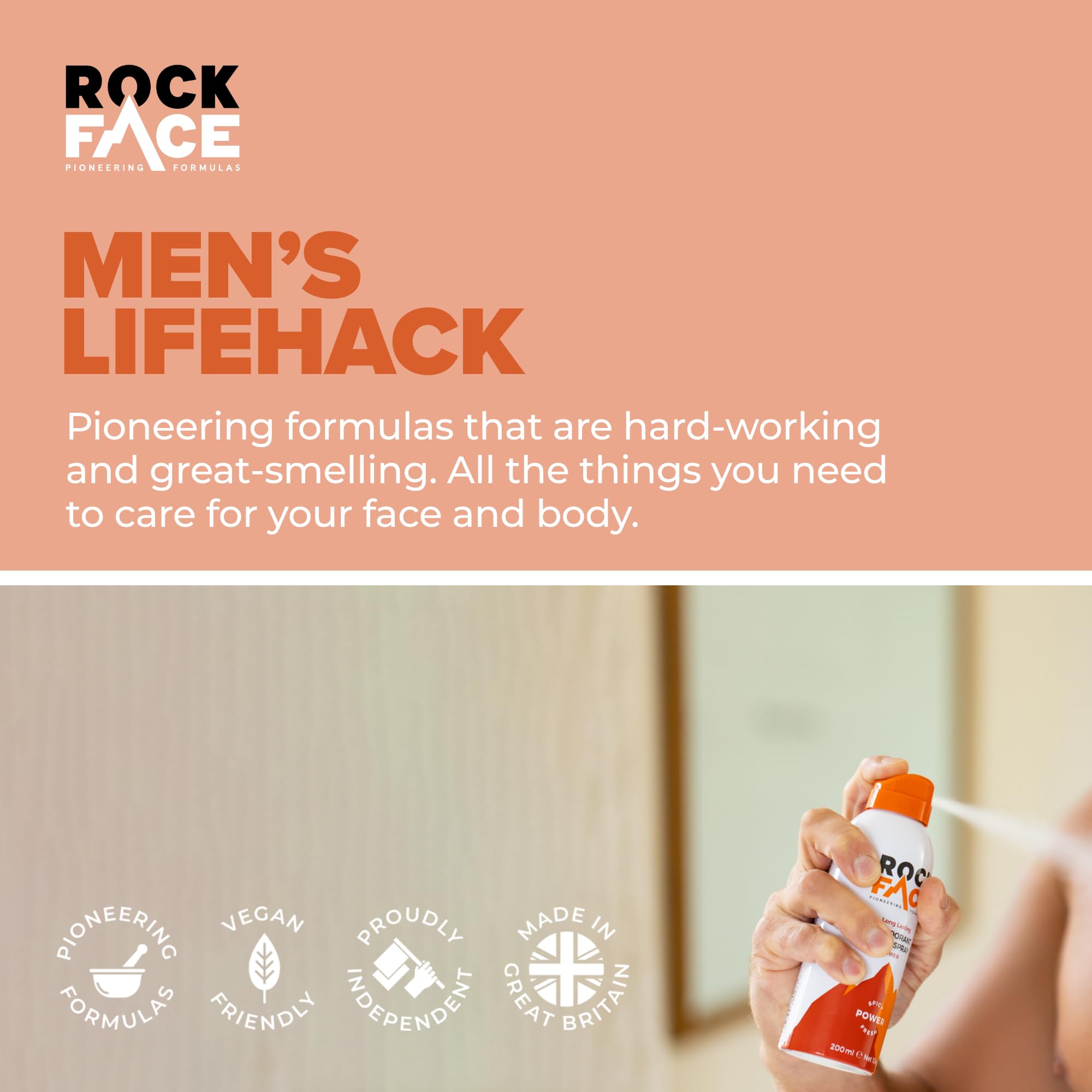 RockFace Men's Body Spray - 200ml Long-Lasting Fragrance for Daily Use, Gym & Outdoor Activities
