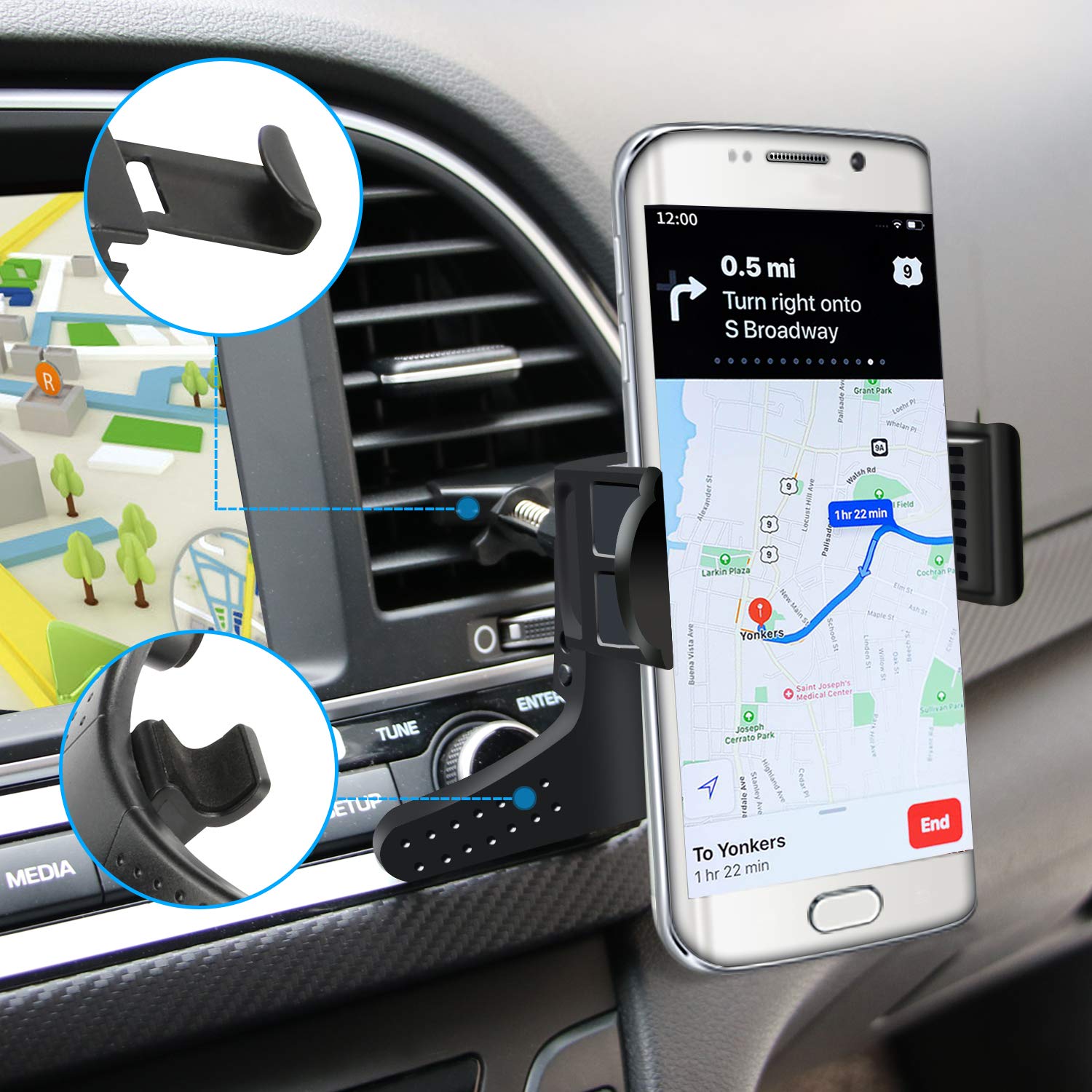 Universal Car Air Vent Phone Mount Holder - Compatible with Motorola Moto X4, Z2 Force, Z2 Play, G4, G4 Plus, Z Droid Series - Perfect for Hands-Free Navigation & Safe Driving
