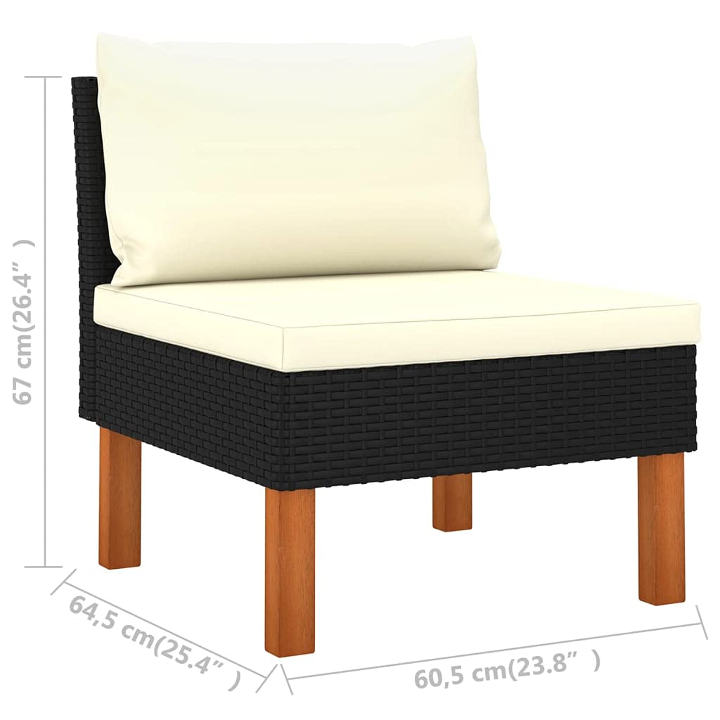 6-Piece Black PE Rattan Patio Furniture Set with Cushions - Outdoor Garden Lounge Sectional Sofa Conversation Set with Footrest - Perfect for Porch, Lawn, Backyard & Poolside Relaxation