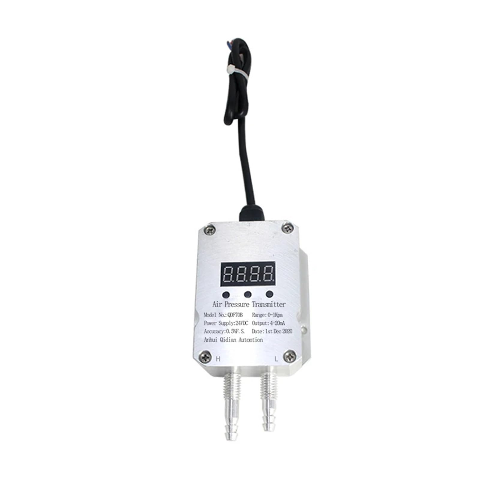 High Accuracy LCD Digital Display 4-20mA Air Pressure Transmitter - Differential Pressure Sensor (-3KPa to 3KPa Range) for HVAC, Industrial Automation & Pneumatic Systems
